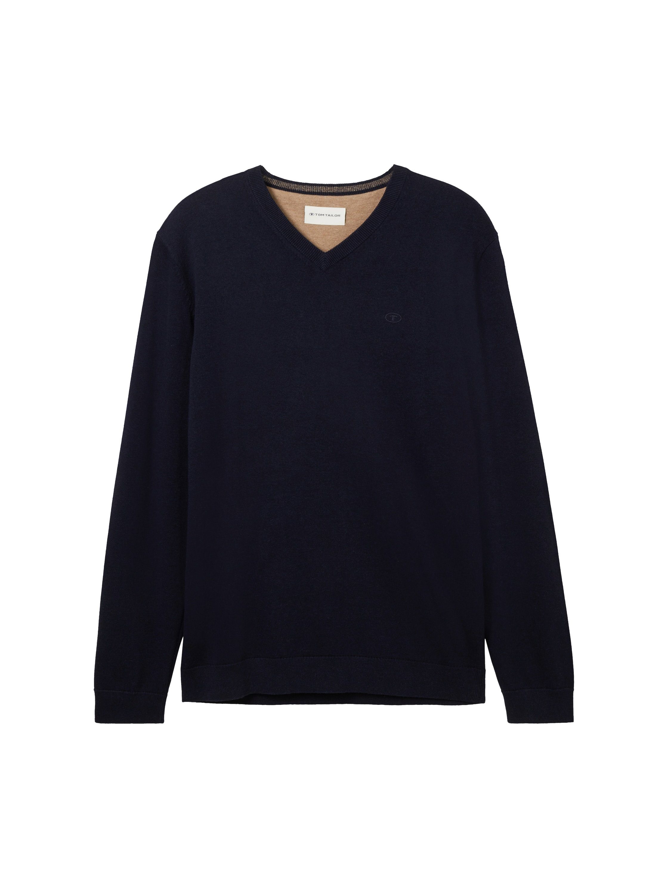 Tom Tailor Trui met V-hals met klein logoborduursel