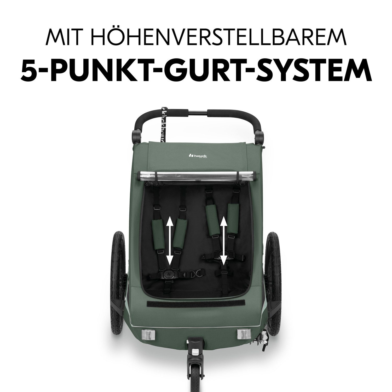 Hauck Kinderen fiets aanhanger 2in1 Bike Trailer und Buggy Dryk Duo Plus, dark green