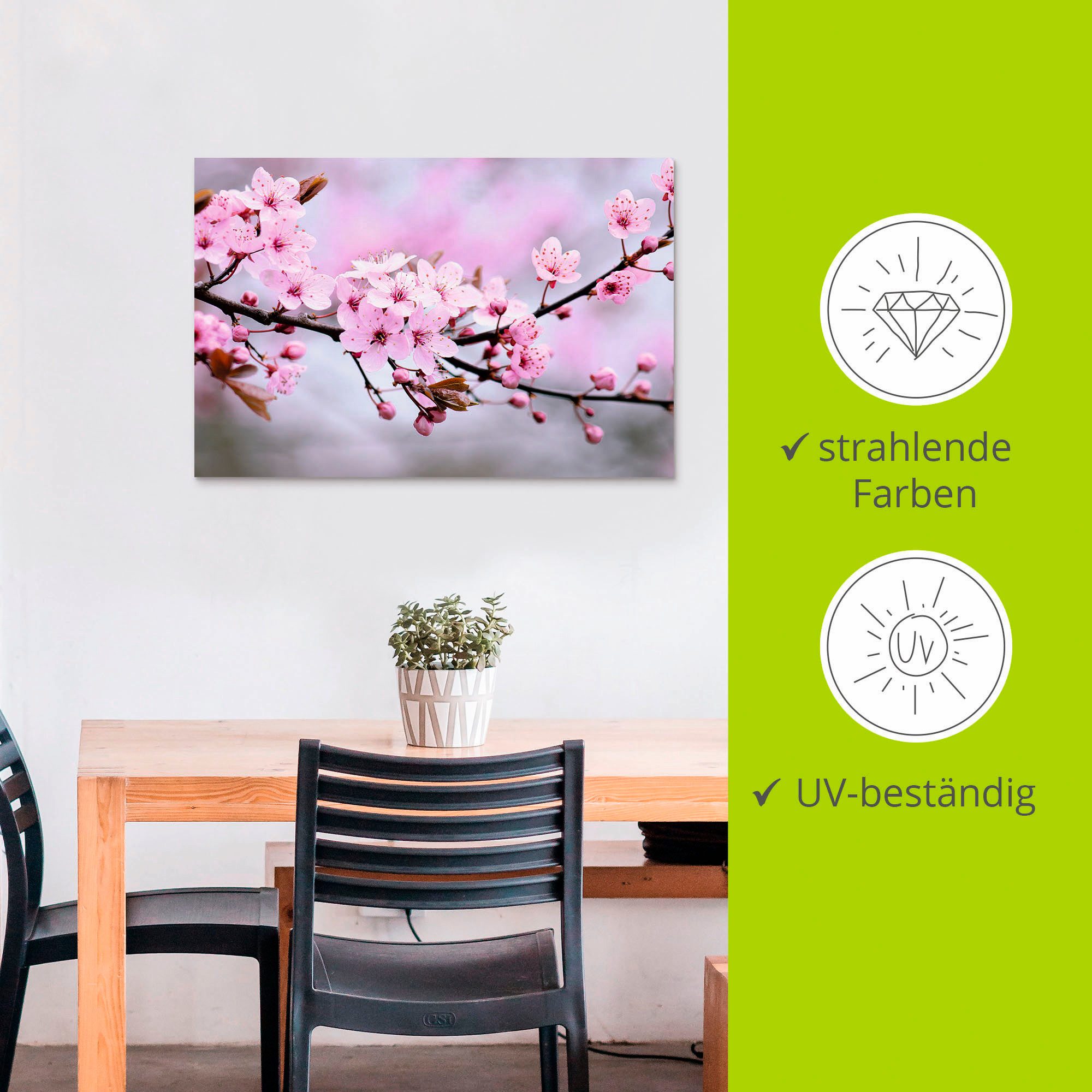 Artland Artprint Kersenbloesem als artprint van aluminium, artprint voor buiten, artprint op linnen, poster, muursticker