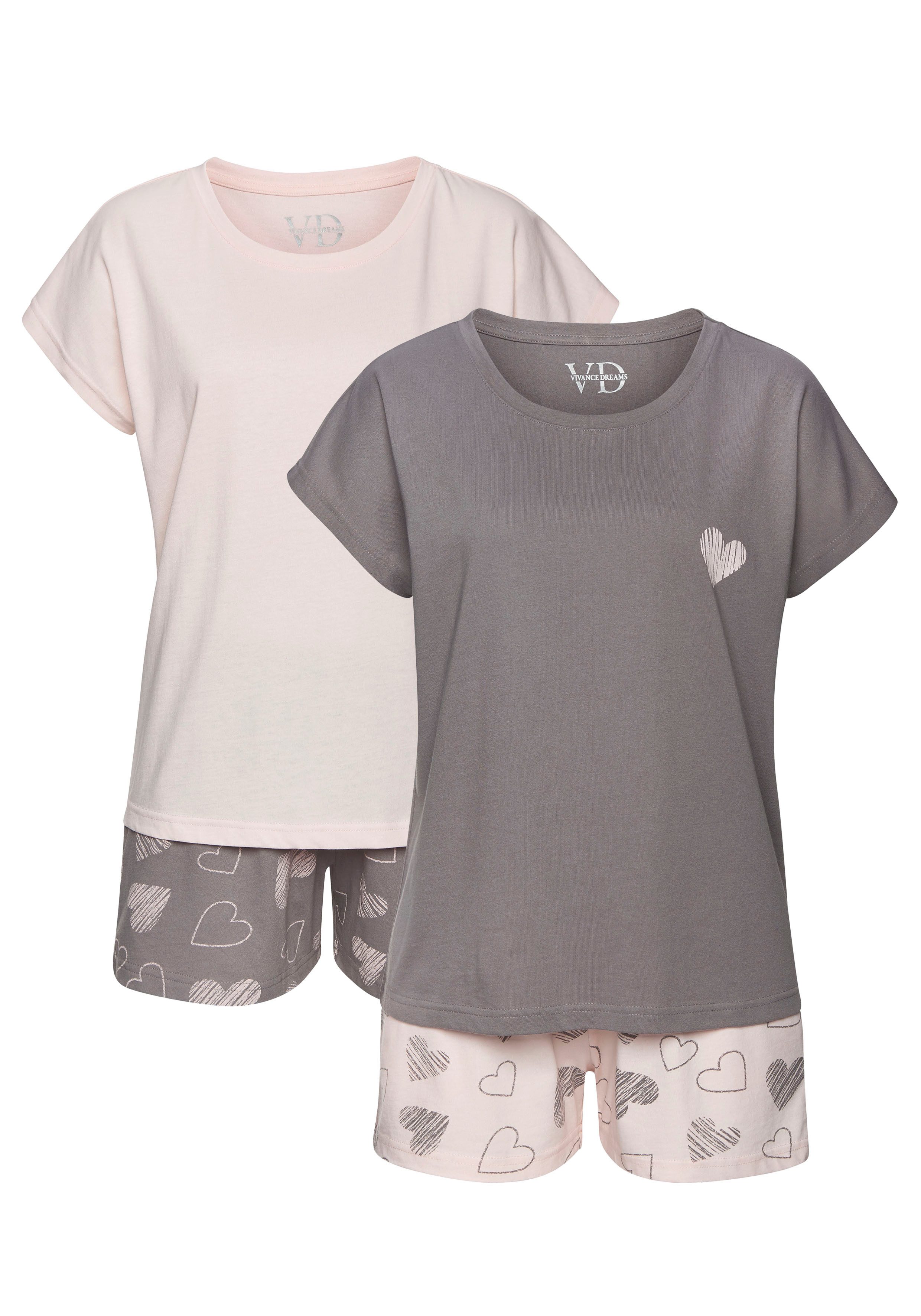 Vivance Dreams Shortama met leuke hartprint (Set van 2)