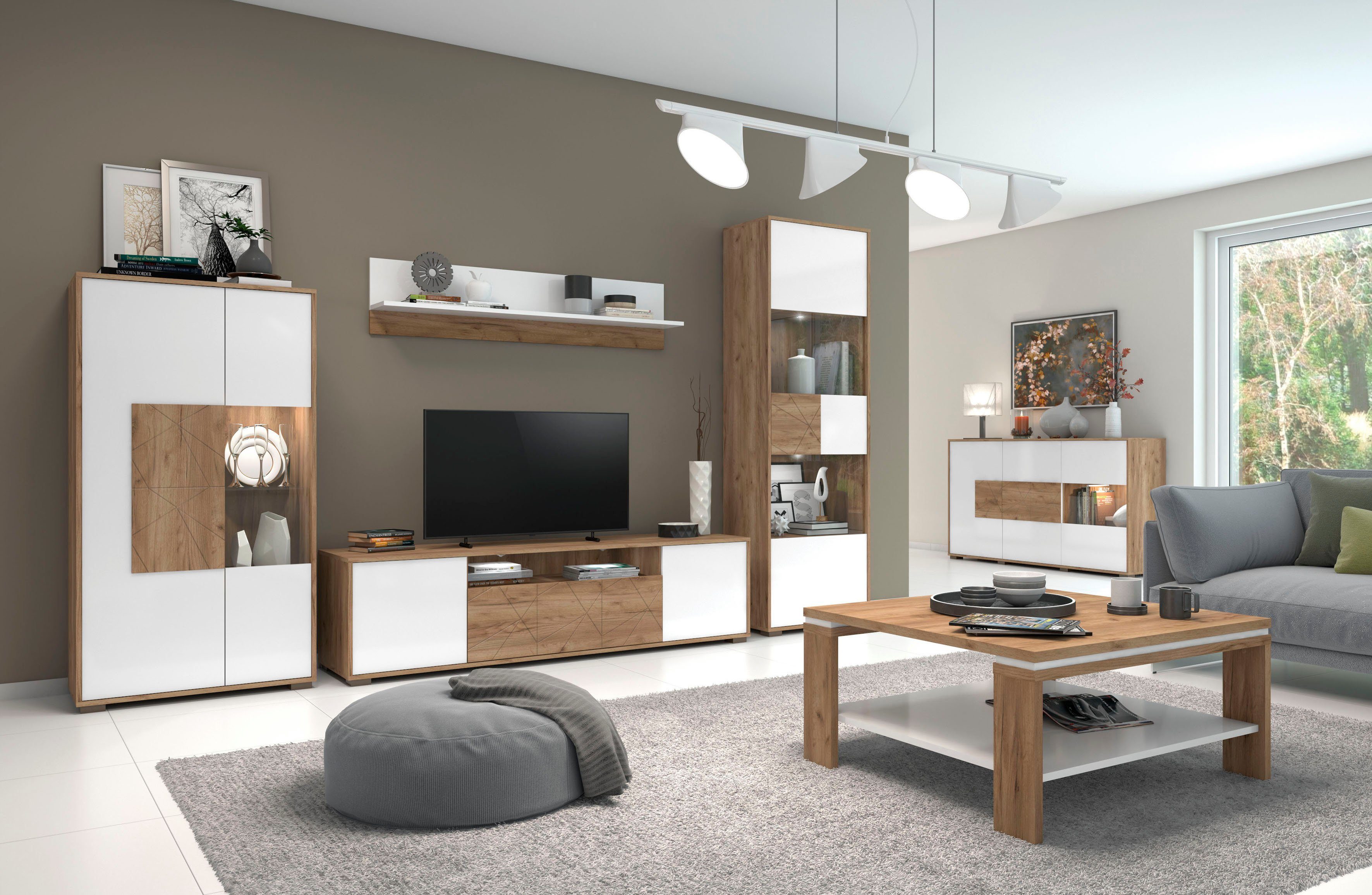 Places of Style Vitrinekast Stela met push-to-open en soft-closefunctie