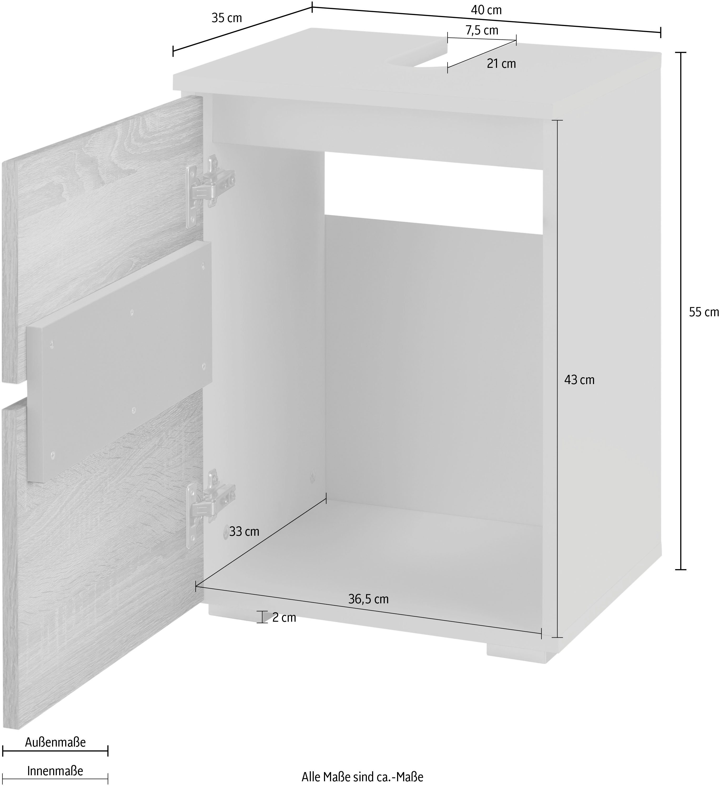 Home affaire Wastafelonderkast Wisla Siphonaansluiting, breedte 40 cm, hoogte 55 cm