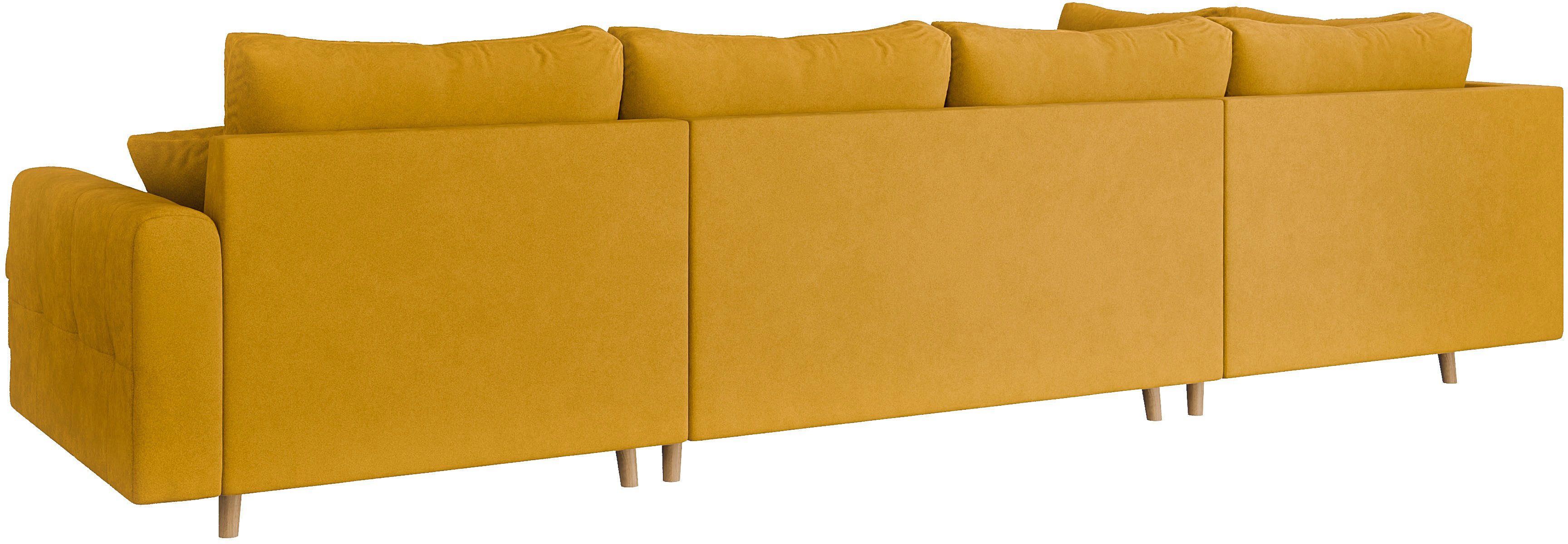 Home affaire Zithoek CHARRE U-vorm met ottomane, afmetingen B/D/H: 310/161/81 cm fijne stiksels, losse rug- en sierkussens, ook in cord en bouclé