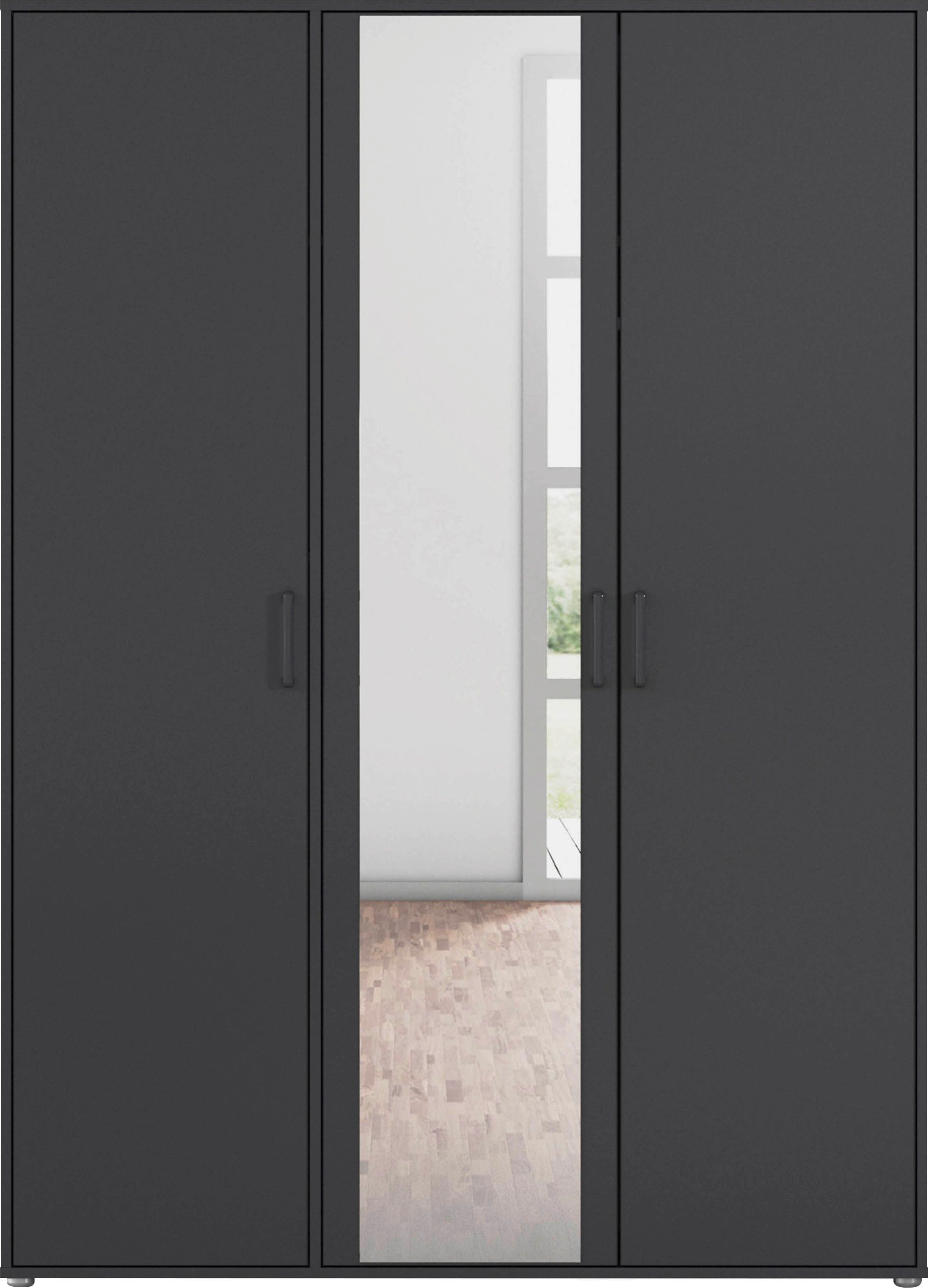 rauch Draaideurkast Voyager met moderne grepen in grijs-metallic en spiegel