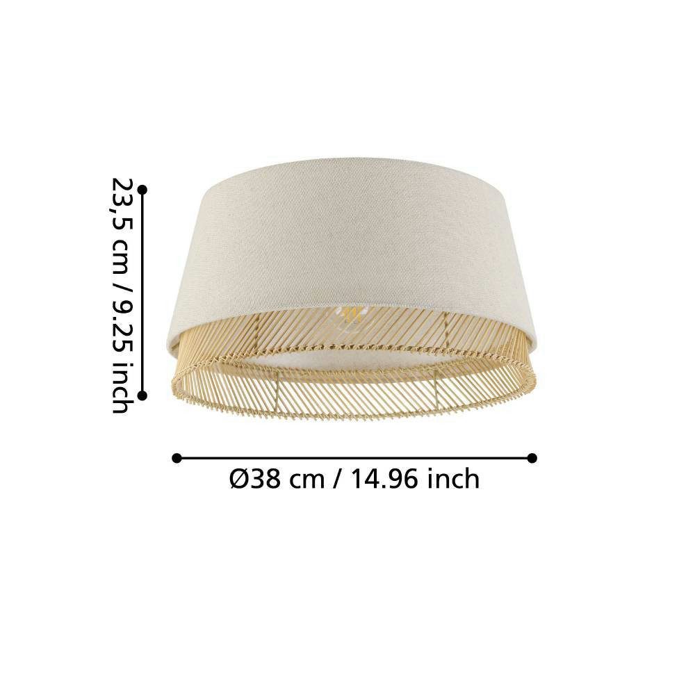 EGLO Plafondlamp TABLEY Plafondlamp, woonkamerlamp, linnen en bamboe, opbouwlamp, Ø 38 cm (1 stuk)