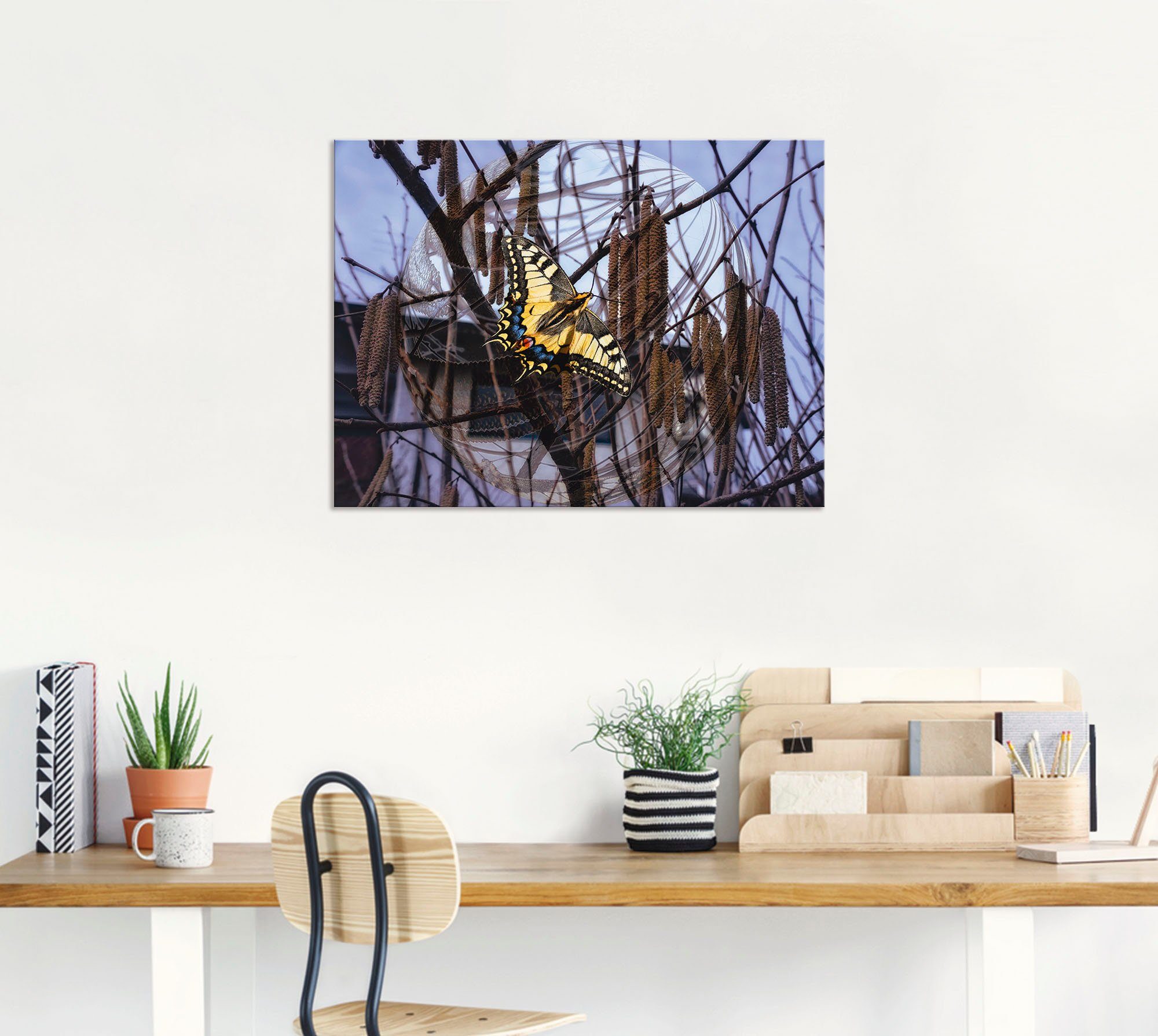 Artland Artprint Blik uit het venster - Burghausener burcht als artprint van aluminium, artprint op linnen, muursticker of poster in verschillende maten