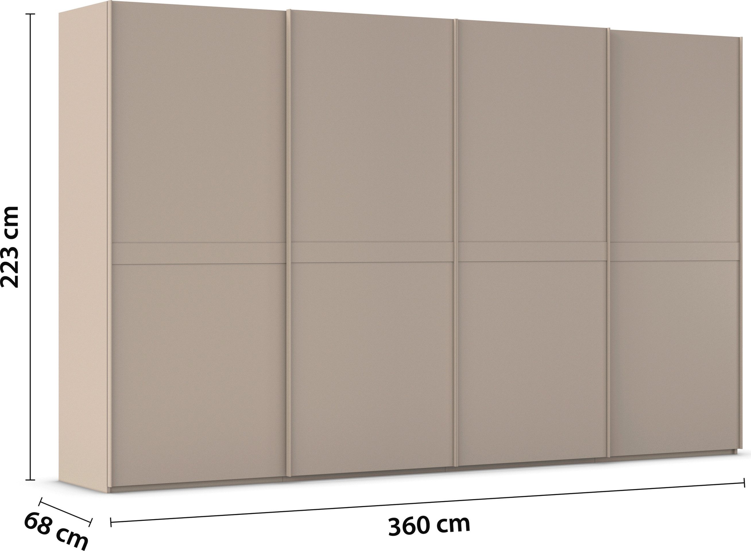 rauch Schuifdeurkast Kledingkast kast garderobe slaapkamerkast SCALE-LINE edel uiterlijk met buikband in corpuskleur decorfront made in germany