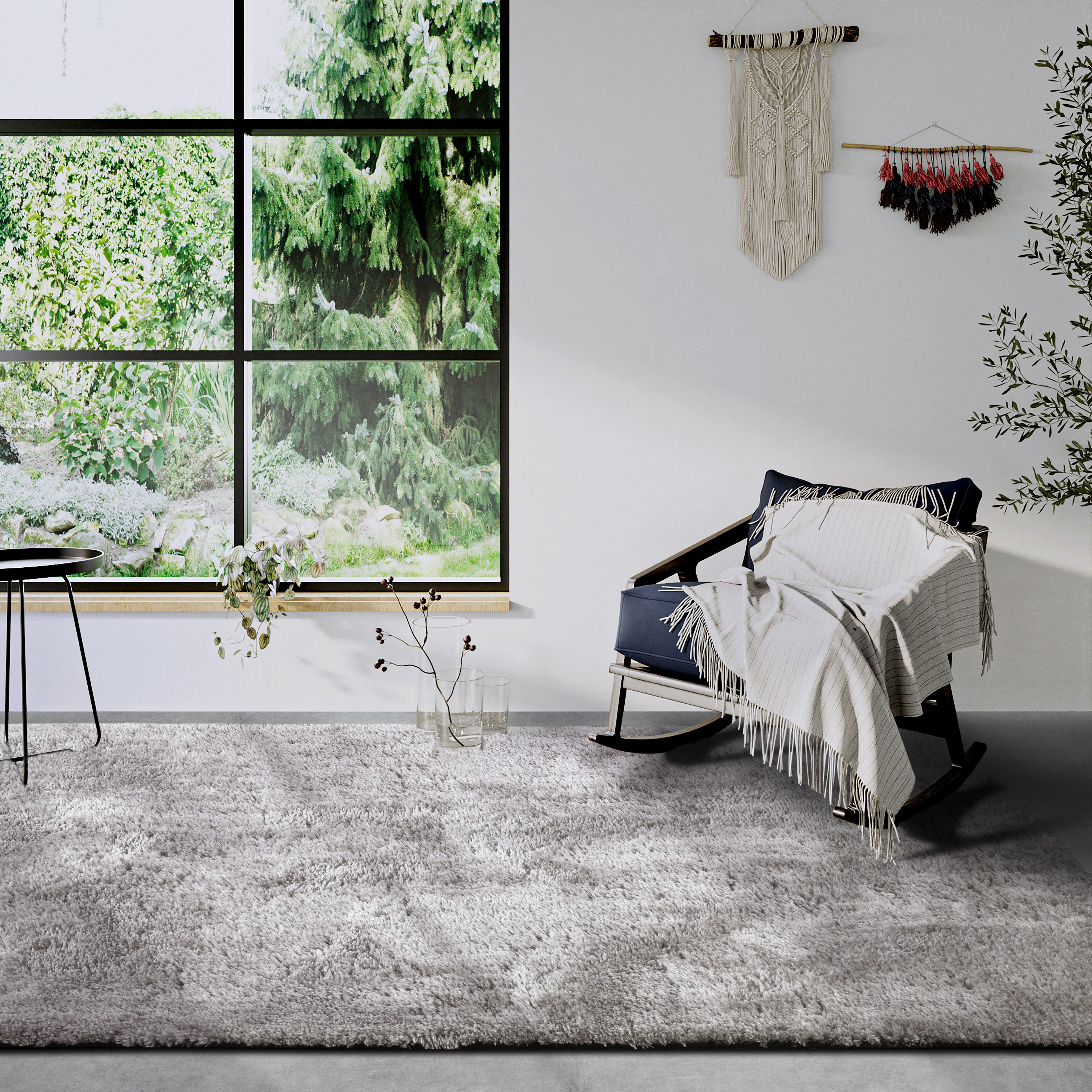 HANSE Home Hoogpolig vloerkleed Olaf Lange pool, shaggy, effen, pluizig, zacht, glanzend, modern, effen