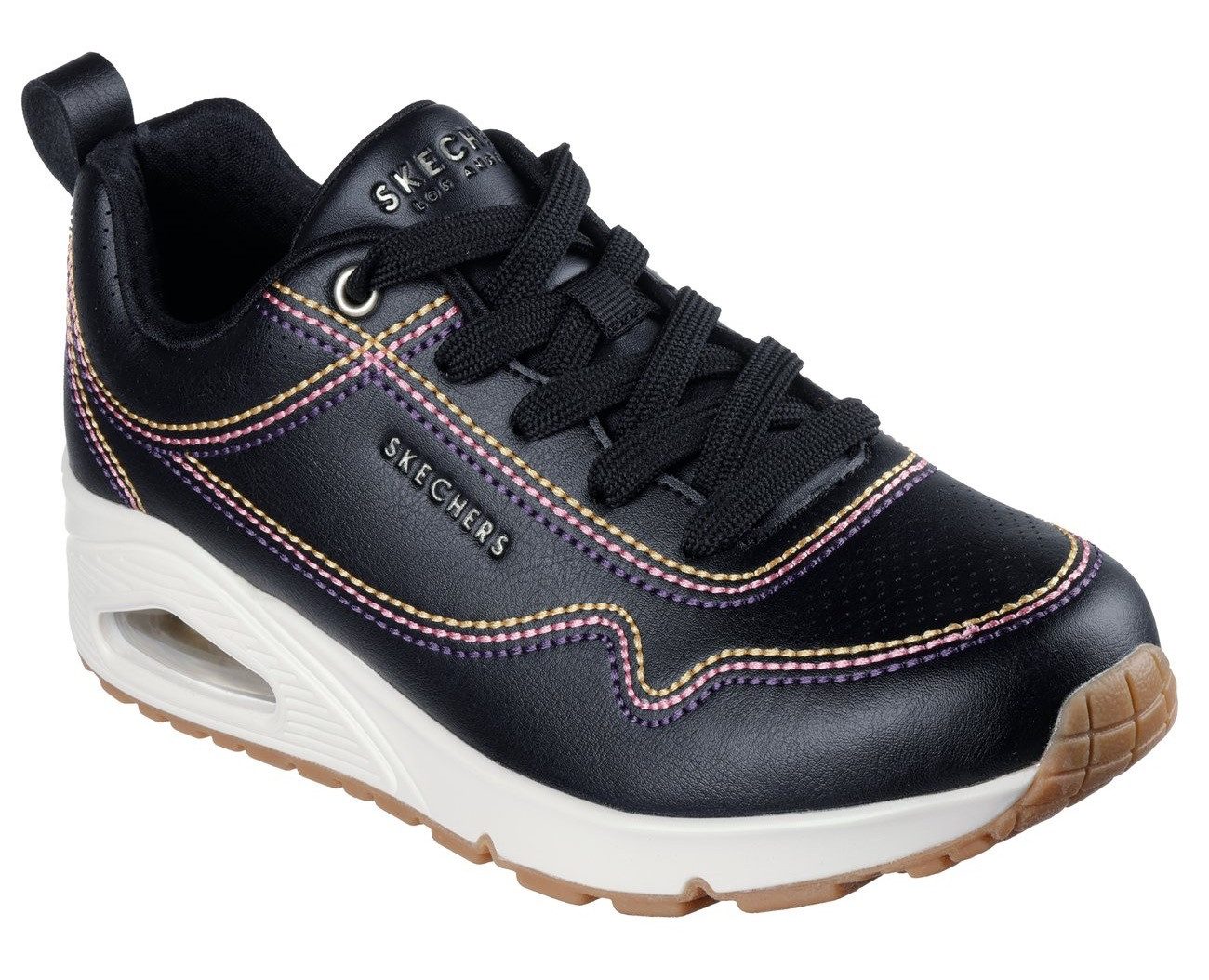 Skechers Sneakers UNO-LUXURIOUS STITCHES , wedge sneaker, plateau sneaker met skech-air functie dames schoenen maat 36 zwart