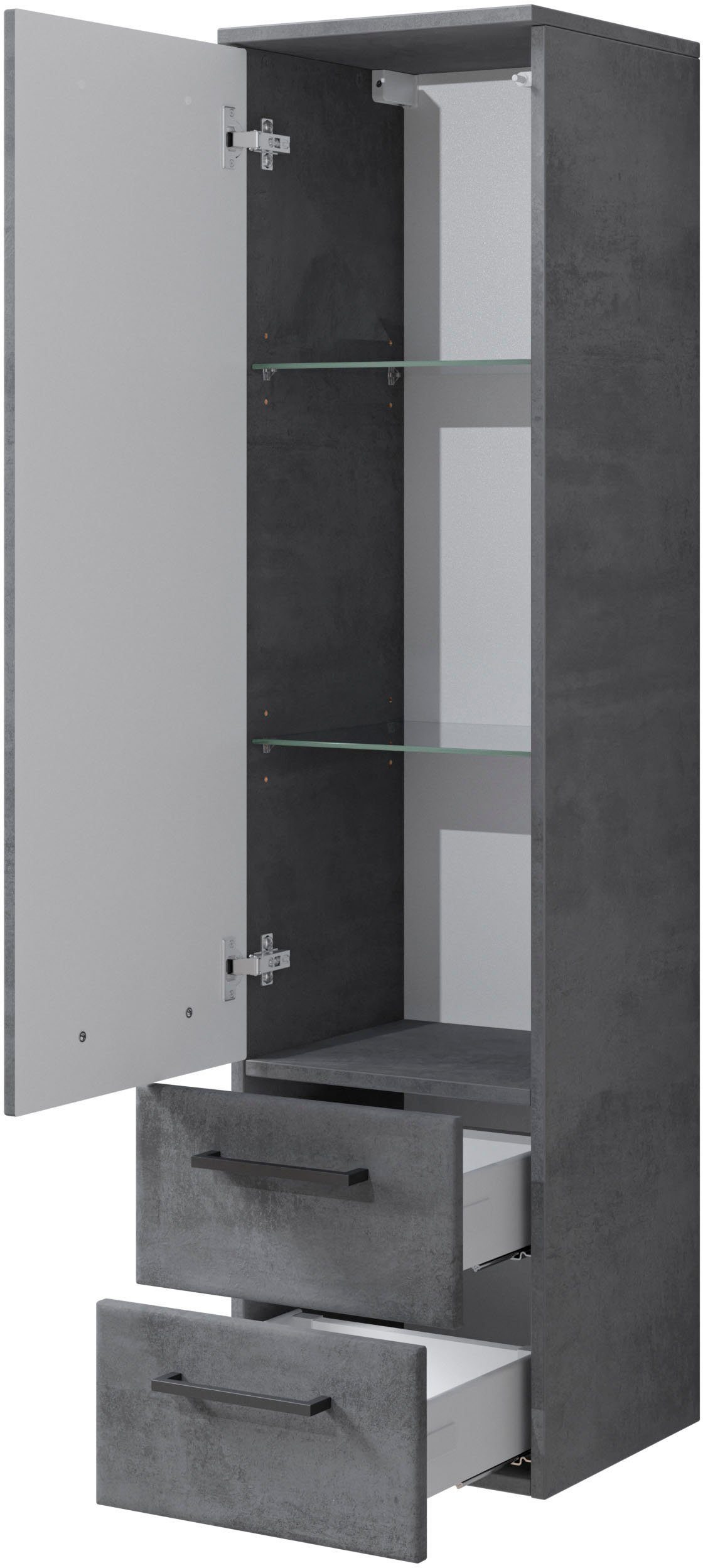 Saphir Badkamerserie Quickset 945 3-delig, mineraalmarmeren wastafel met led-spiegelkast (4-delig)