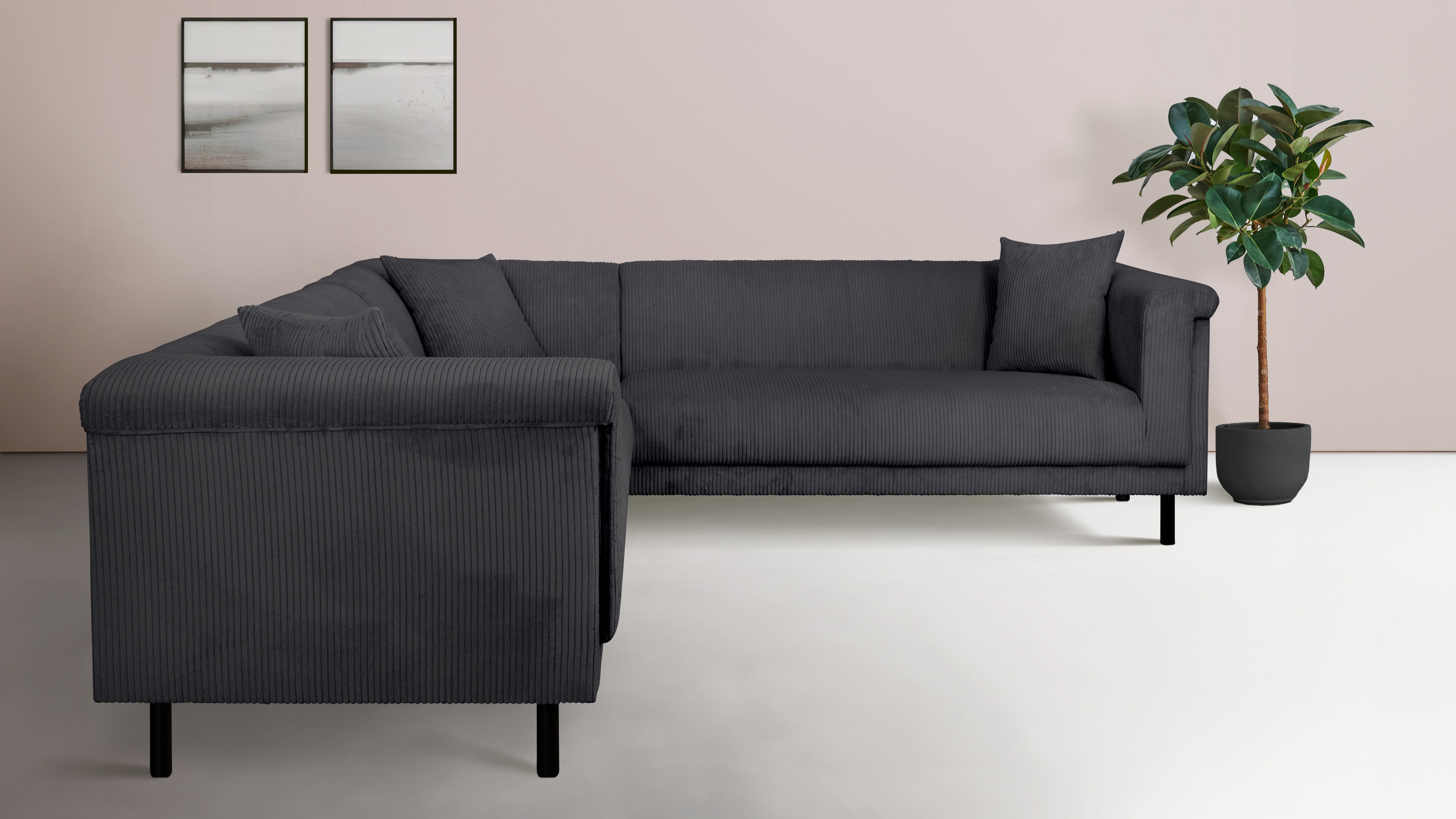 INOSIGN Hoekbank AGNIA L-vorm BxDxH: 244x244x71 cm incl. sierkussen, gelijkbenig, ook in cord