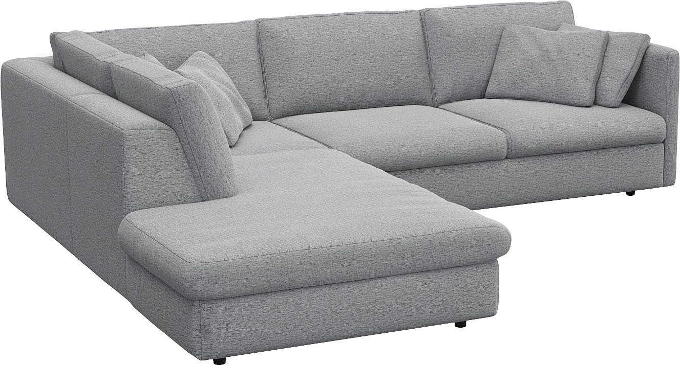 FLEXLUX Hoekbank Lovane, elegant en tijdloos, comfortabel, L-vorm Zacht en zeer comfortabel, grote zitdiepte op koudschuim, inclusief sierkussen