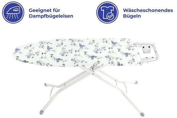 Maximex Strijkplankhoes Keramiek M floraal Strijktafelhoes met hitte-reflectie en padding, tot 126 x 41 cm