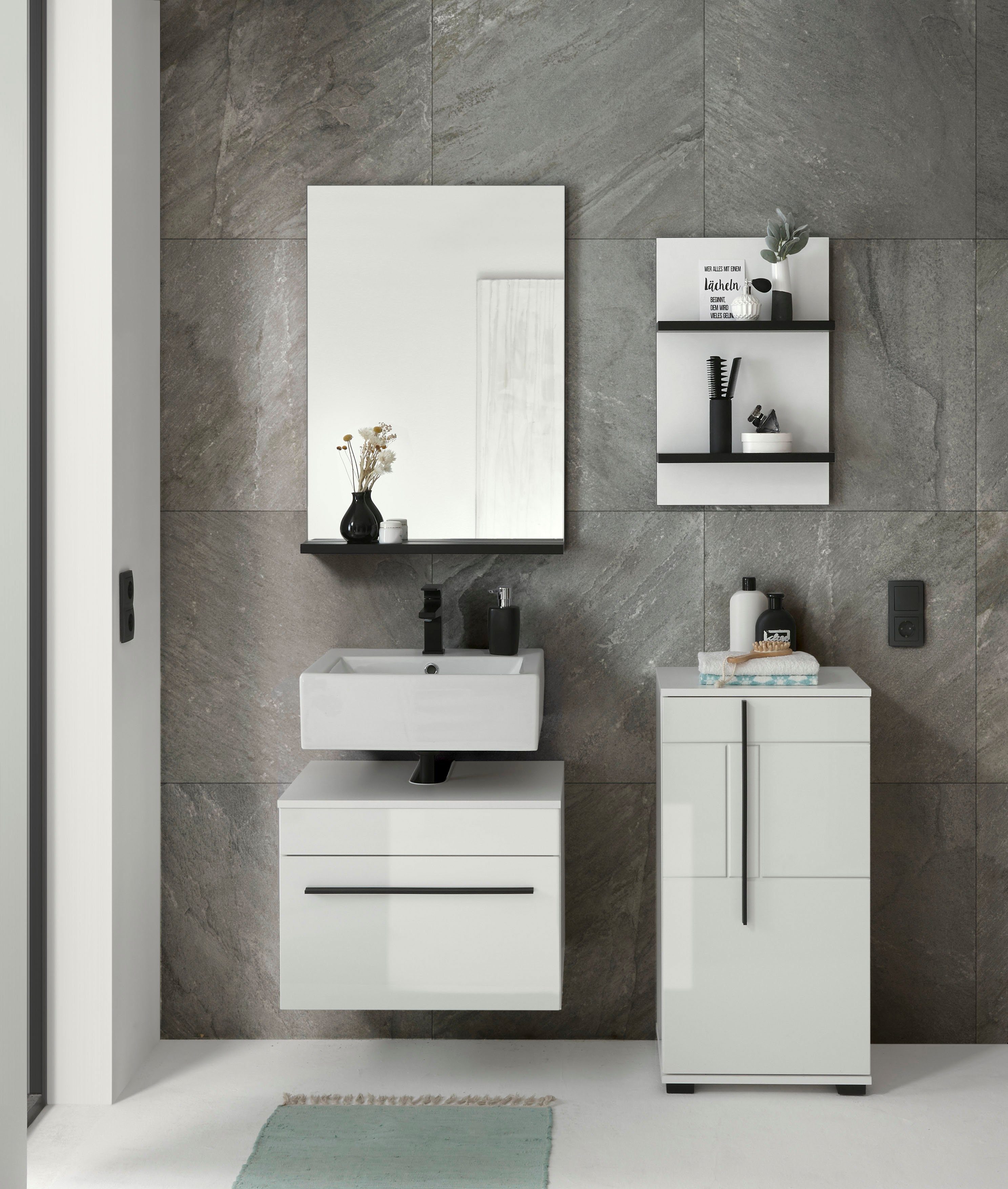 INOSIGN Onderkast Cantara, badkamerkast in hoogglans wit, kast in modern ontwerp