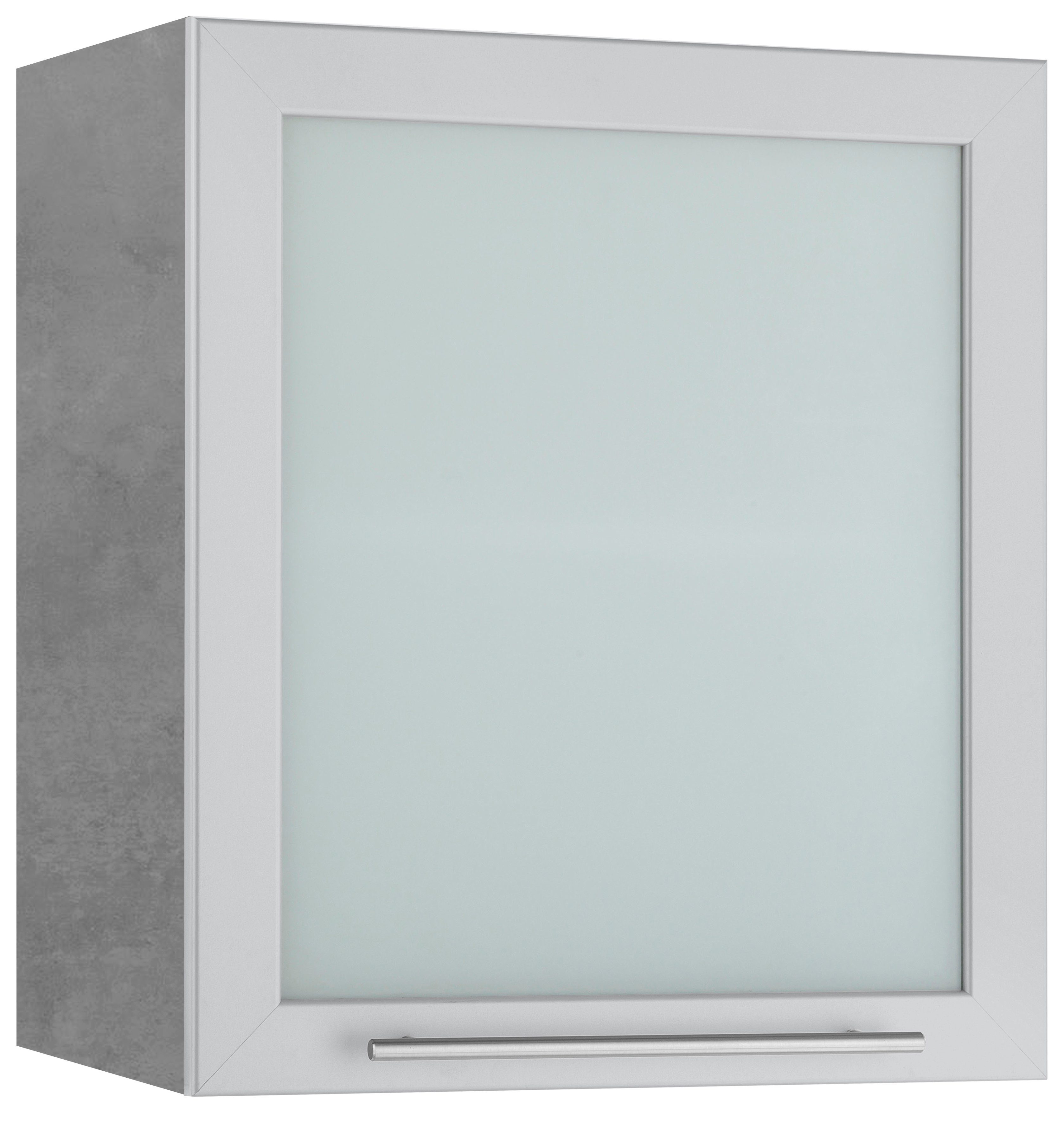 wiho Küchen Hangend kastje met glasdeur Flexi2 Breedte 50 cm hangkasten grijs