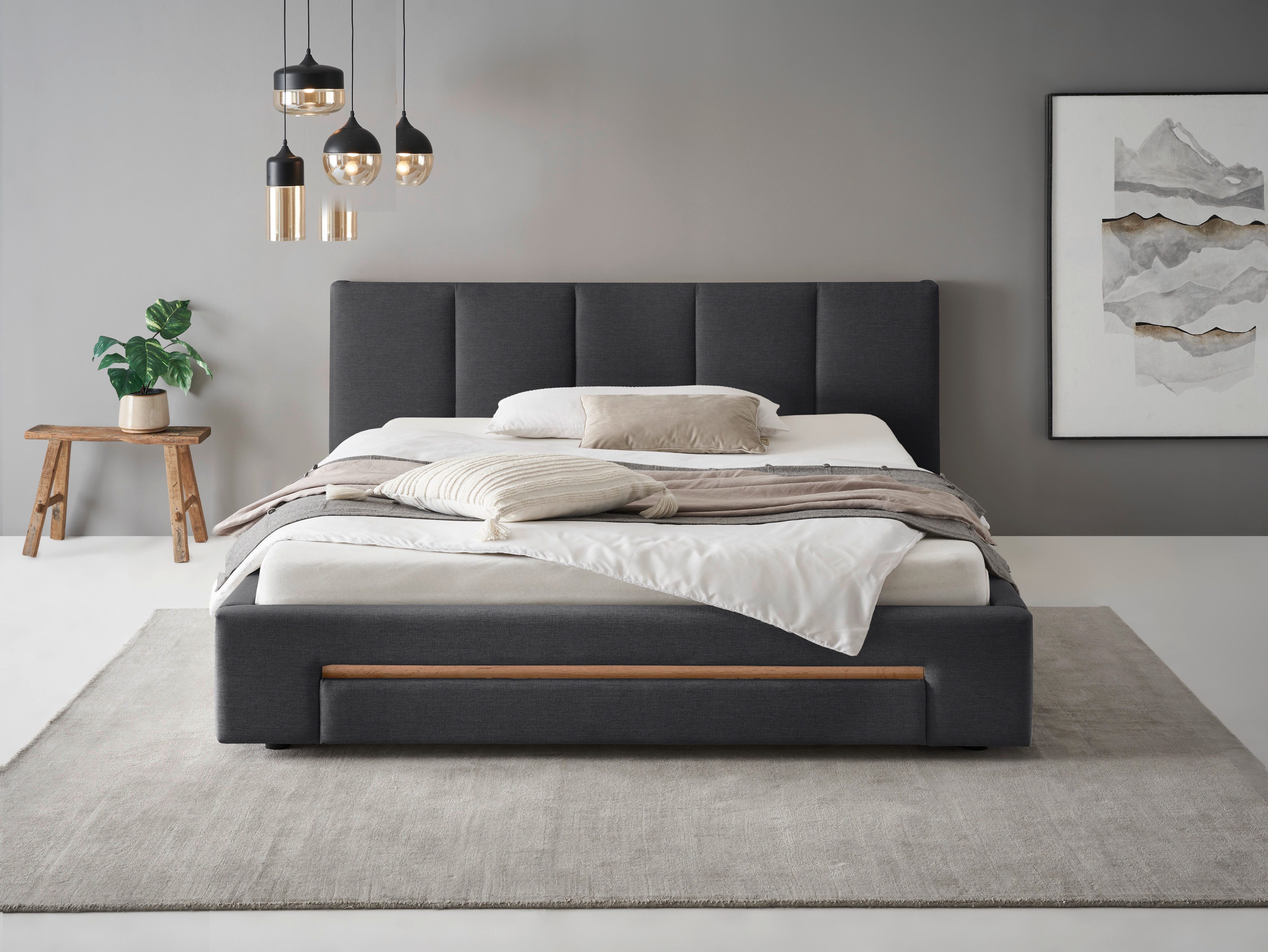 INOSIGN Gestoffeerd bed CiTY/GiRON, bedframe met bedlade, gestoffeerd opbergbed met hondenbed of opberglade, bekleding van corduroy of linnenlook