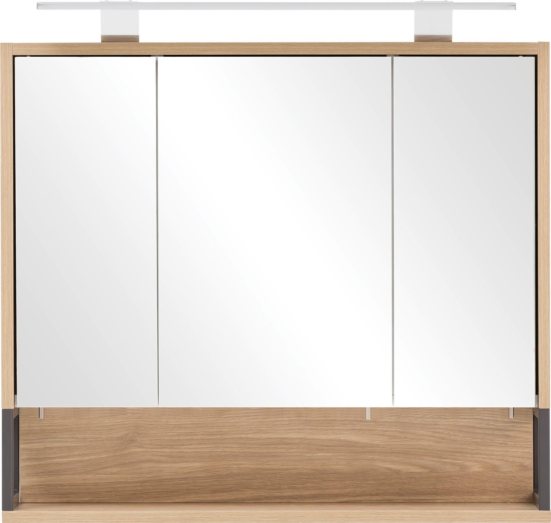 Schildmeyer Spiegelkast Limoen Breedte 70 cm, 3-deurs, ledverlichting, schakelaar-/stekkerdoos