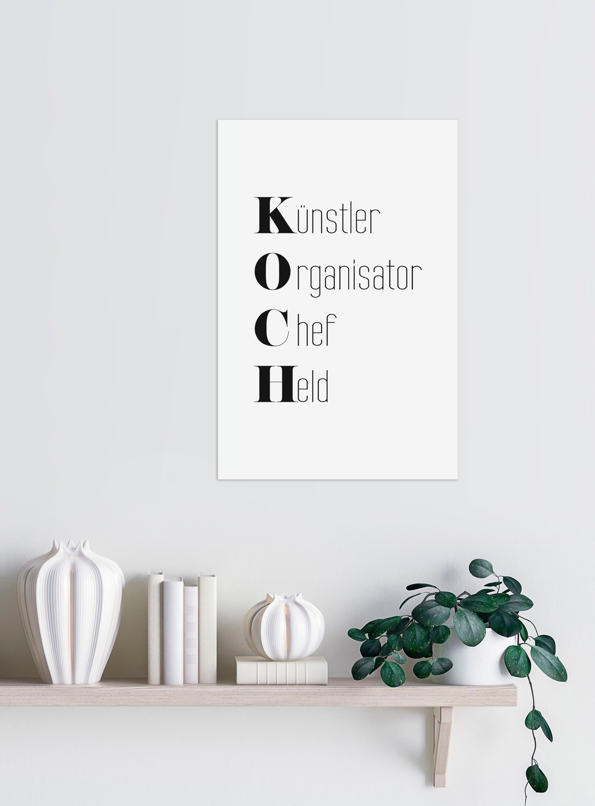 queence Sierobject voor aan de wand Kok Stalen bord, blikken bord, spreuk, grappig, wanddecoratie, retro, 20x30cm