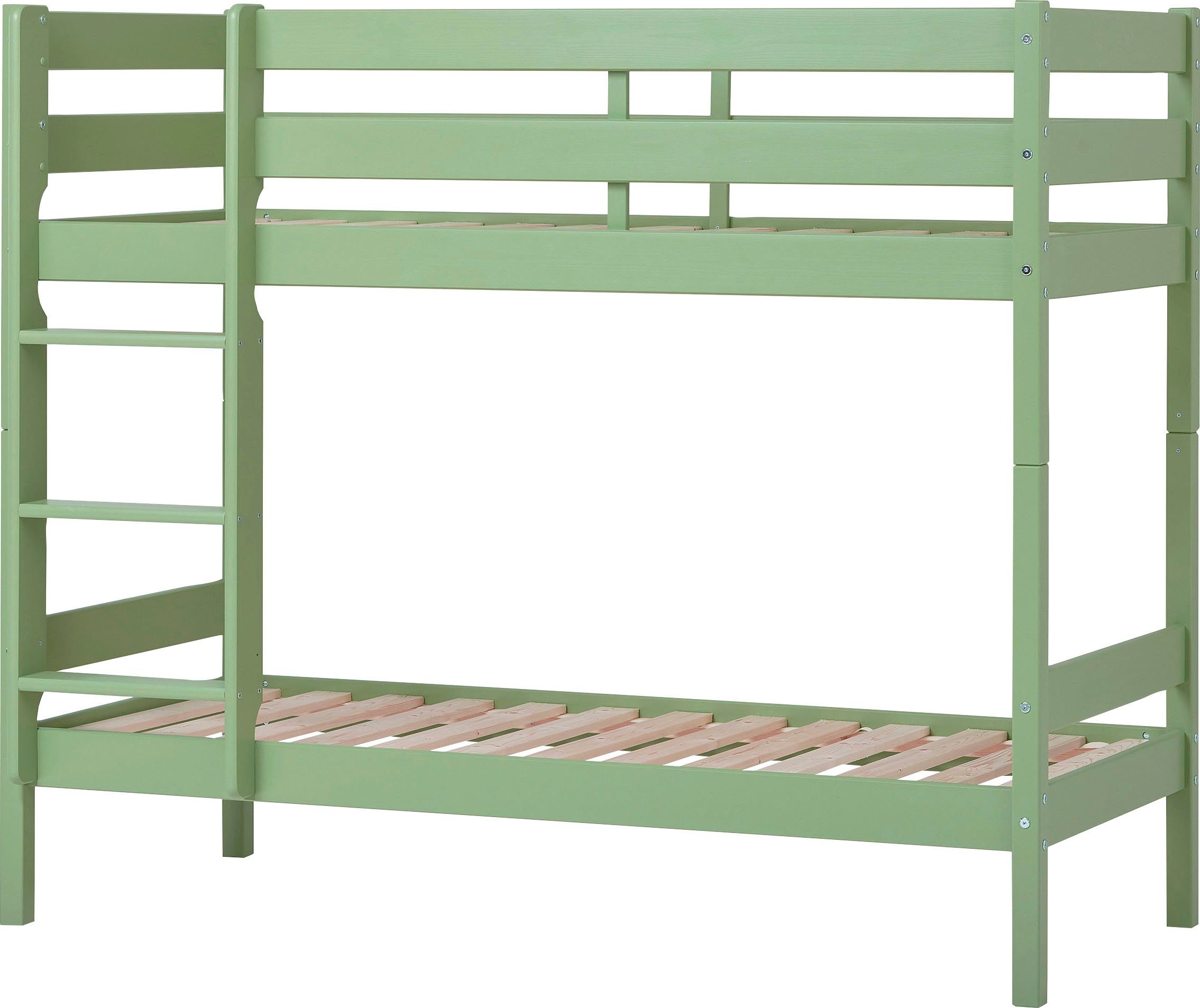 Hoppekids Stapelbed Eco comfort kinderbed 90x200 of 70x160 van massief hout in 4 kleuren stapelbedden groen