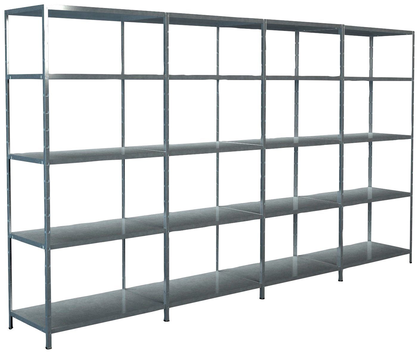 SCHULTE Regalwelt Stellingkast Montagesysteem basis- en 3x aanbouwkasten Metaal verzinkt, 2000x4000x500 mm, 20 planken rekken zilver(kleur)