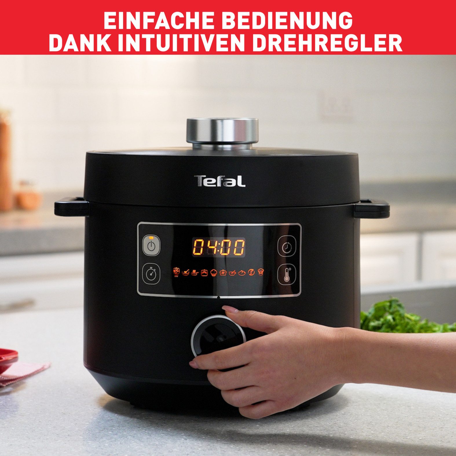 Tefal Multi-cooker CY7548 Turbo Cuisine elektrische snelkookpan, 10 automatische programma’s, veelzijdig