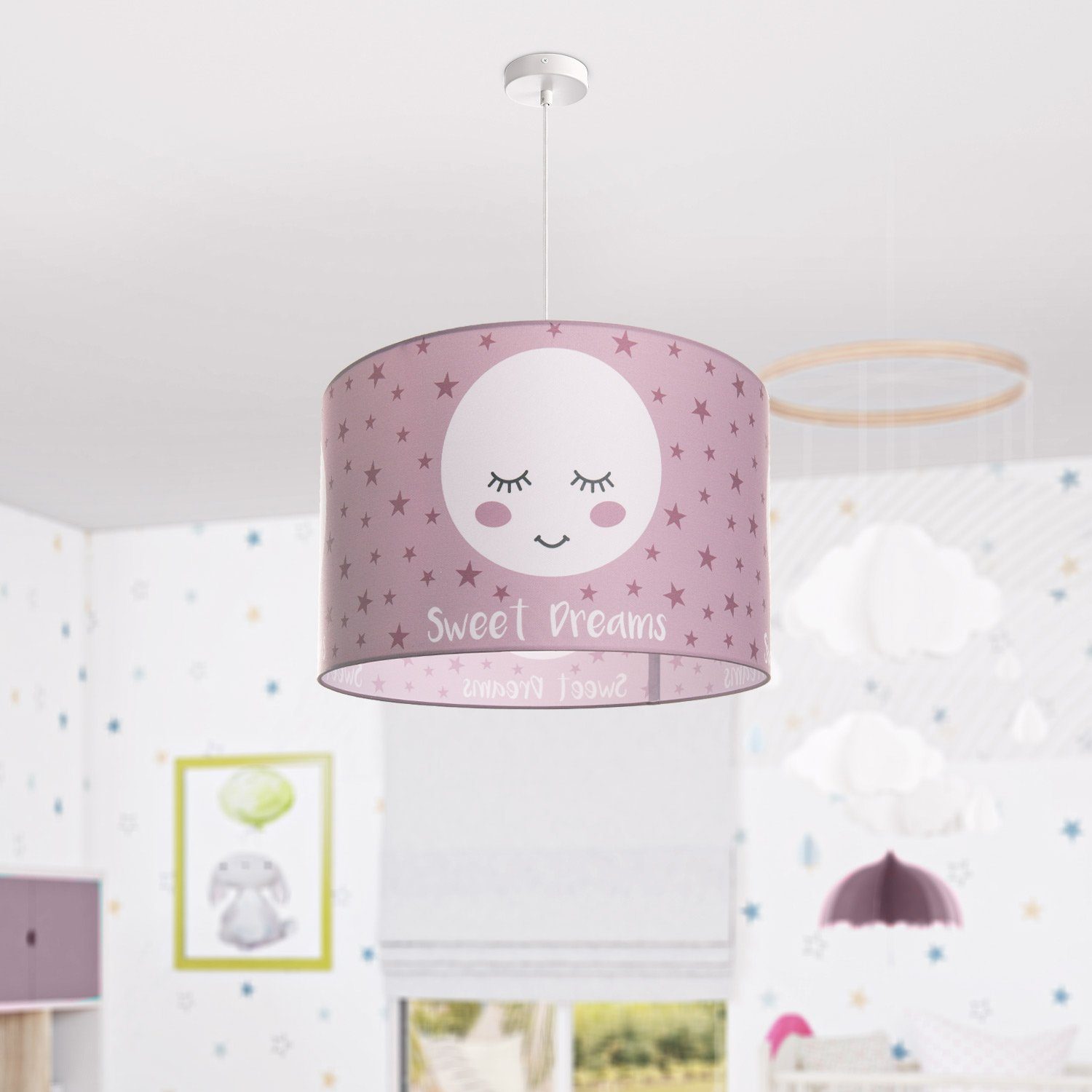 Paco Home Hanglamp Aleyna 103 Kinderlamp plafondlamp LED kinderkamer lamp met maan-motief, E27