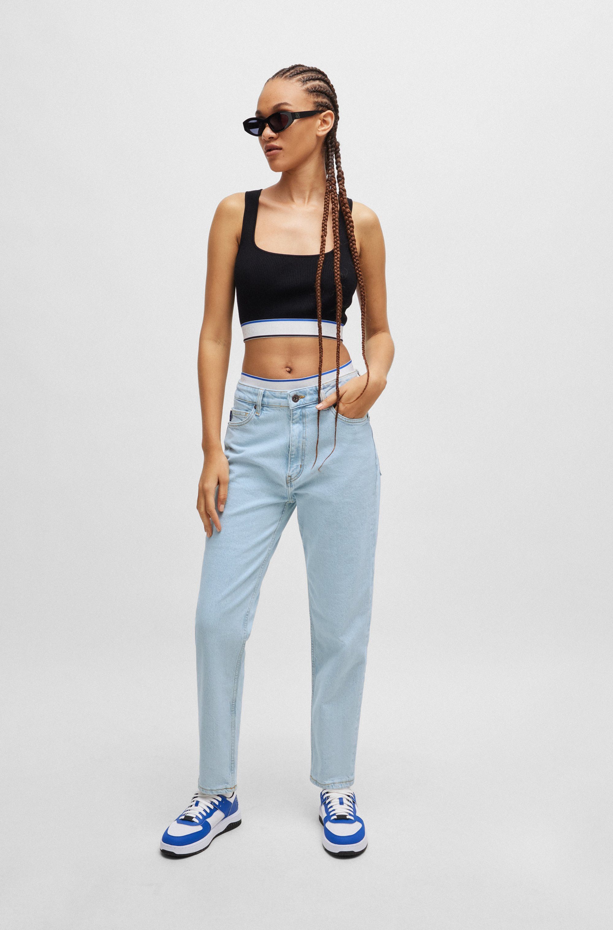 HUGO Blue Mom jeans Noe_B Straight fit jeans met hoge taille