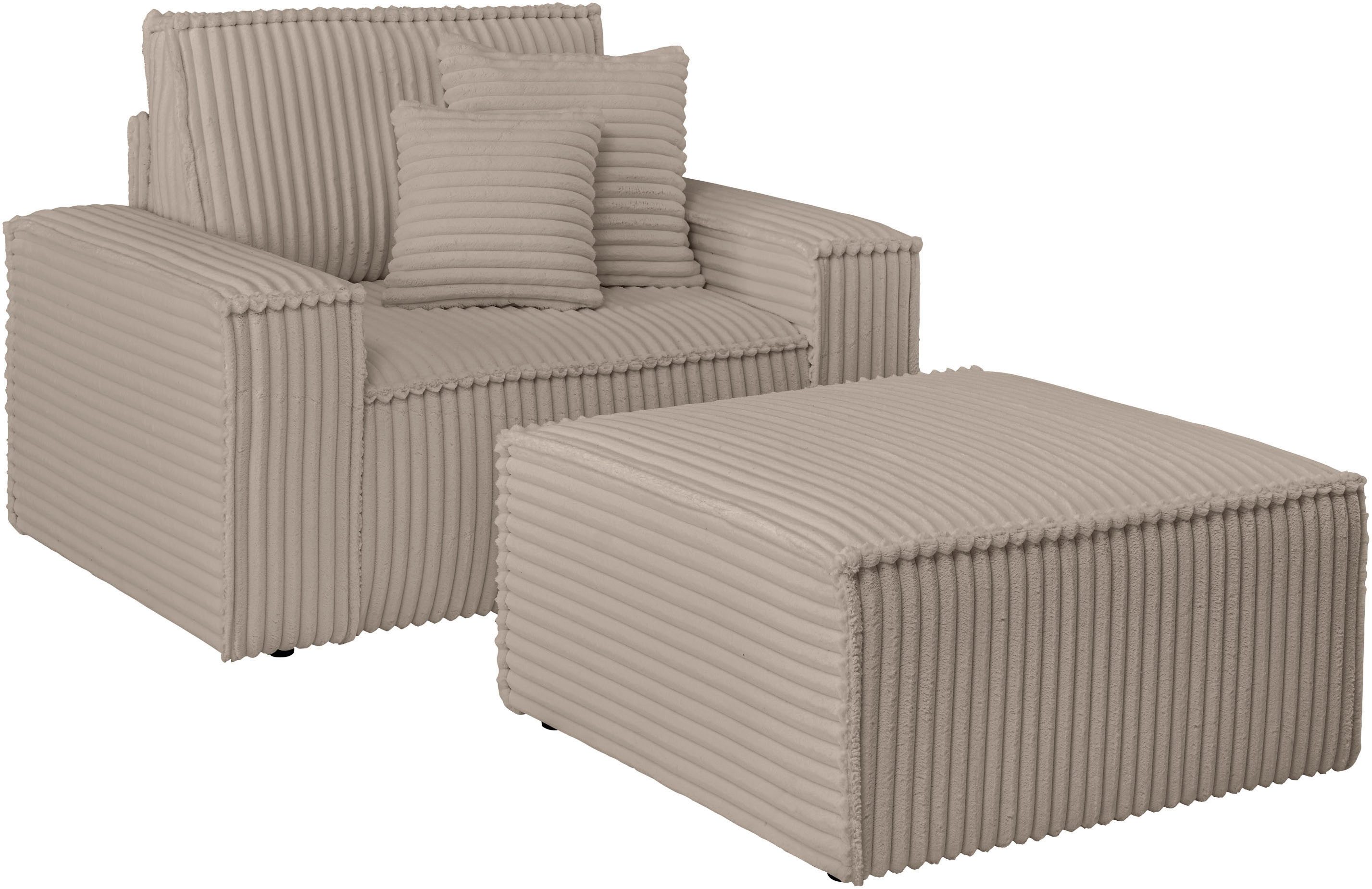 andas Loveseat Finnley Loveseat en hocker als set, passend bij de bekleding-serie Finnley (2-delig)