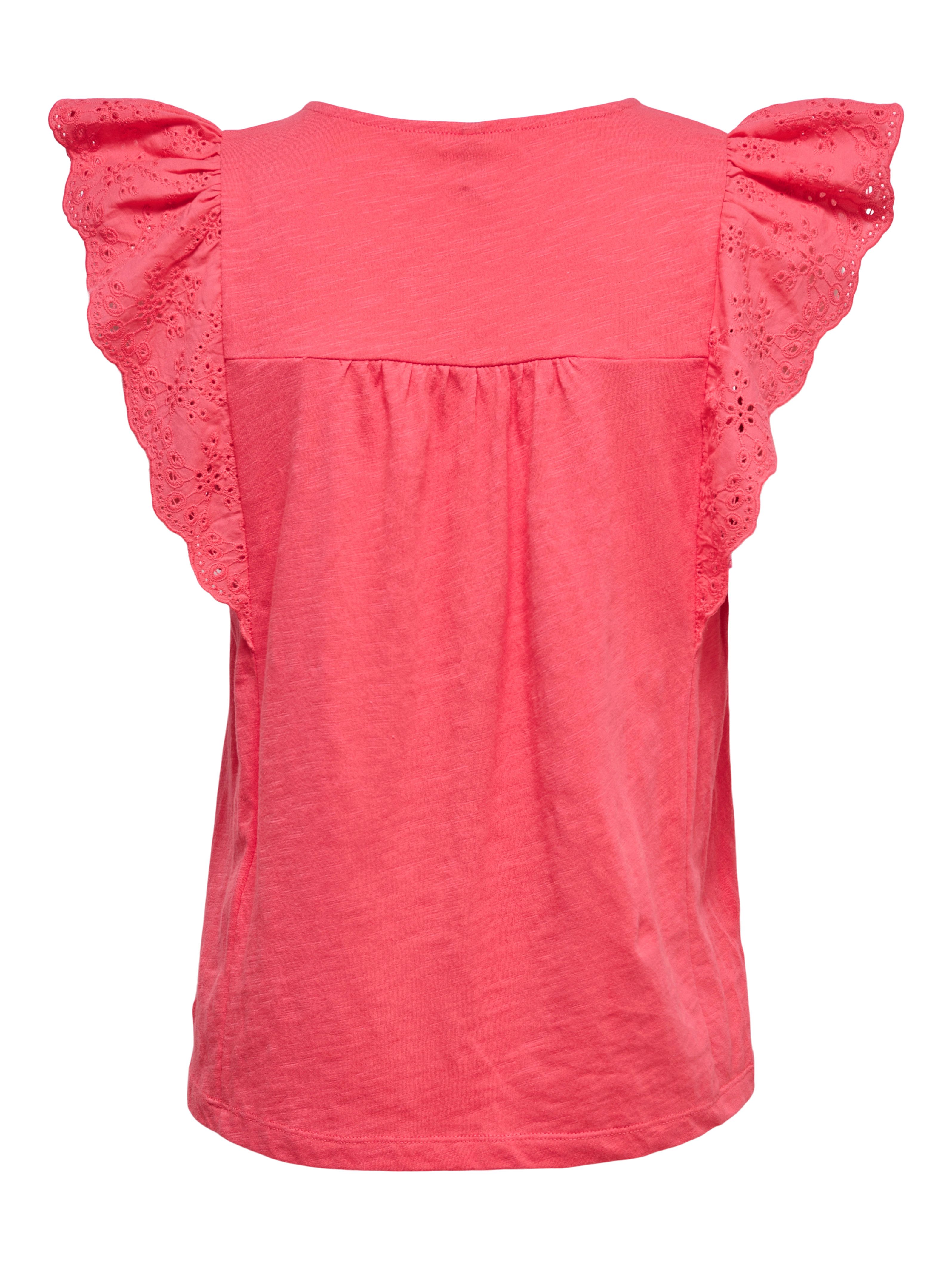 Only Shirt met korte mouwen ONLLEA S/L FRILL MIX TOP JRS