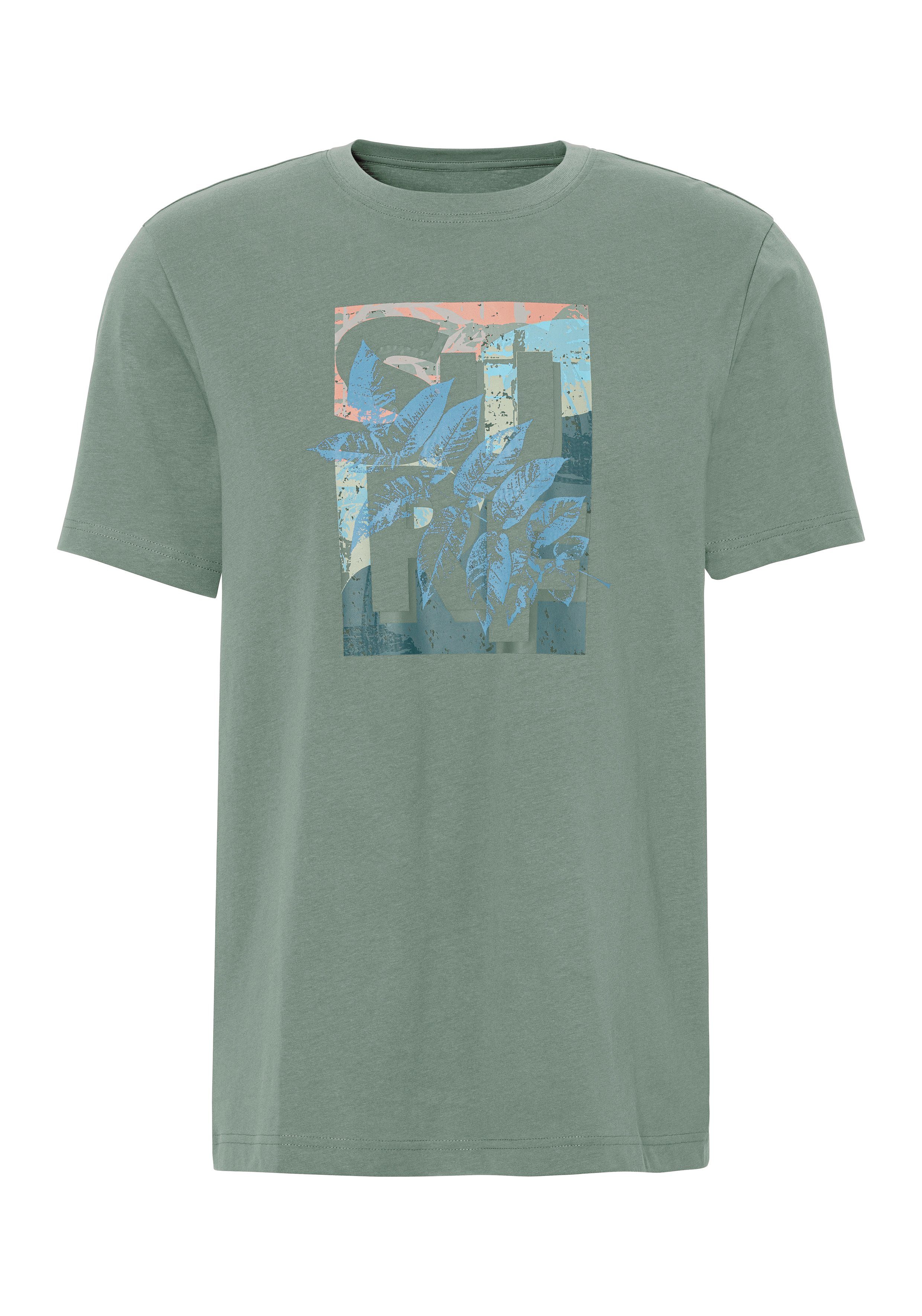 John Devin T-shirt Ronde hals shirt met surf-print van 100% katoen