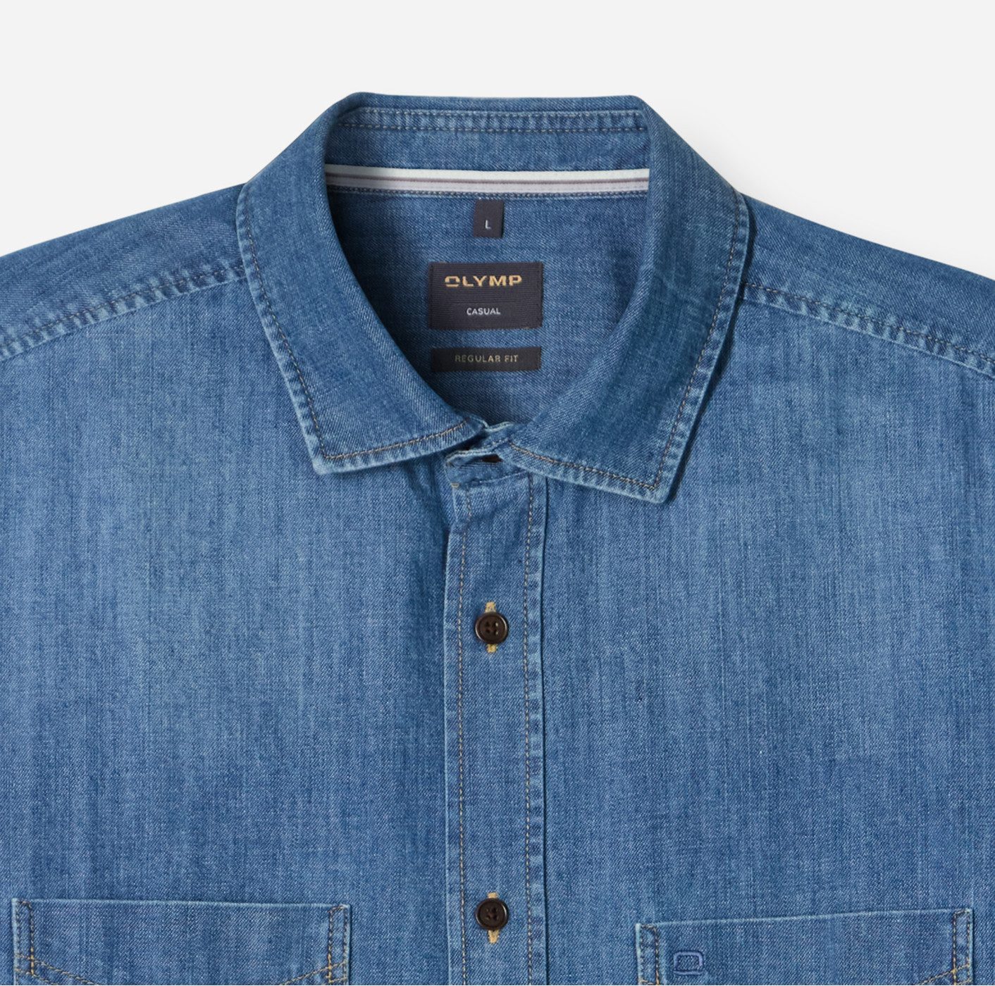 OLYMP Jeans overhemd Casual Kent Kraag