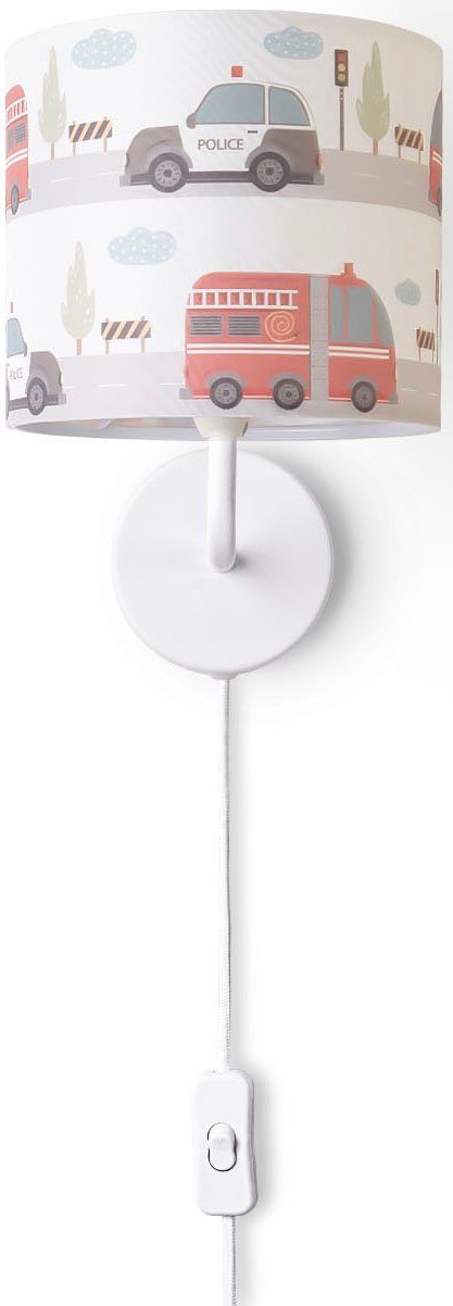 Paco Home Wandlamp Luca Capri Kinderkamer wandlamp kinder lamp binnen met auto straat brandweer plafondlampen wit