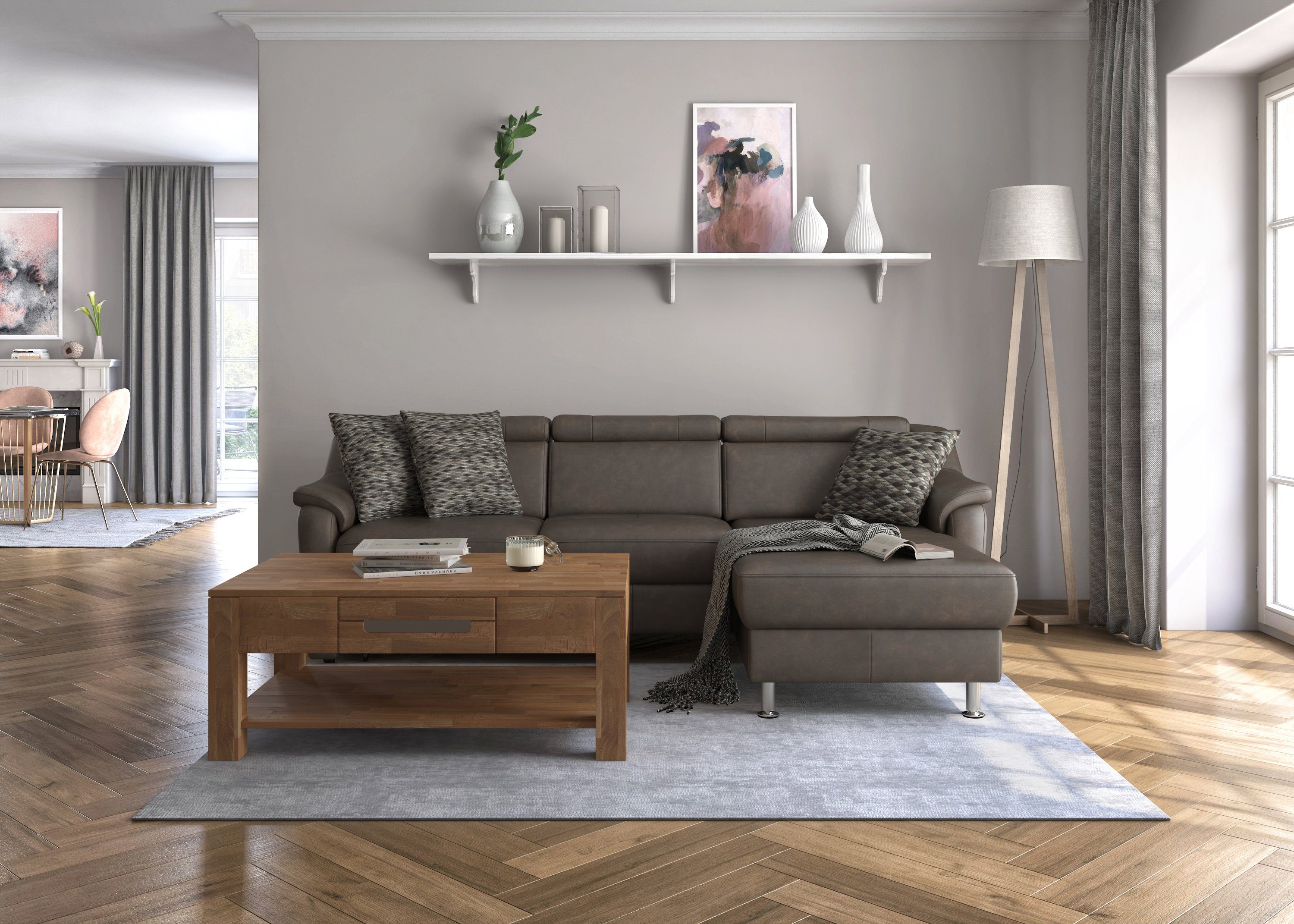 sit&more Hoekbank Freetown L-vorm met verstelbare hoofdsteun en comfortabele binnenvering