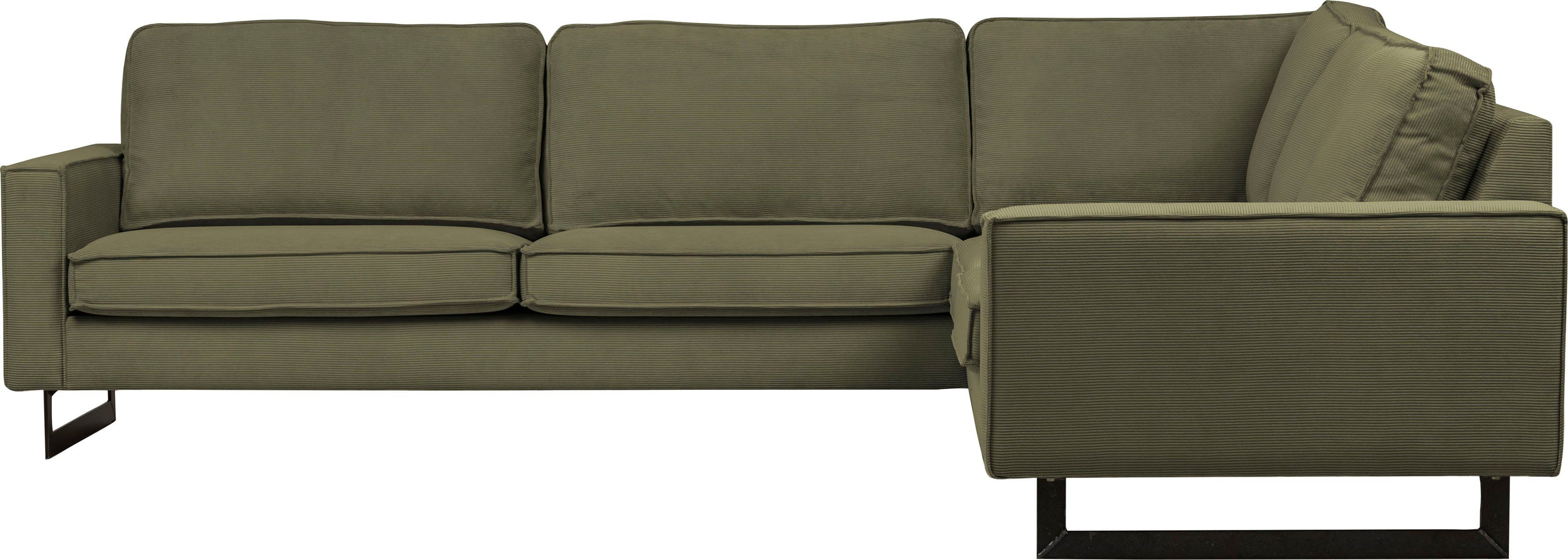 Places of Style Hoekbank Pinto, XXL, 250/290 cm, lange arm, ottomane Cord, fijncord, luxe-microvezel leer en chenille