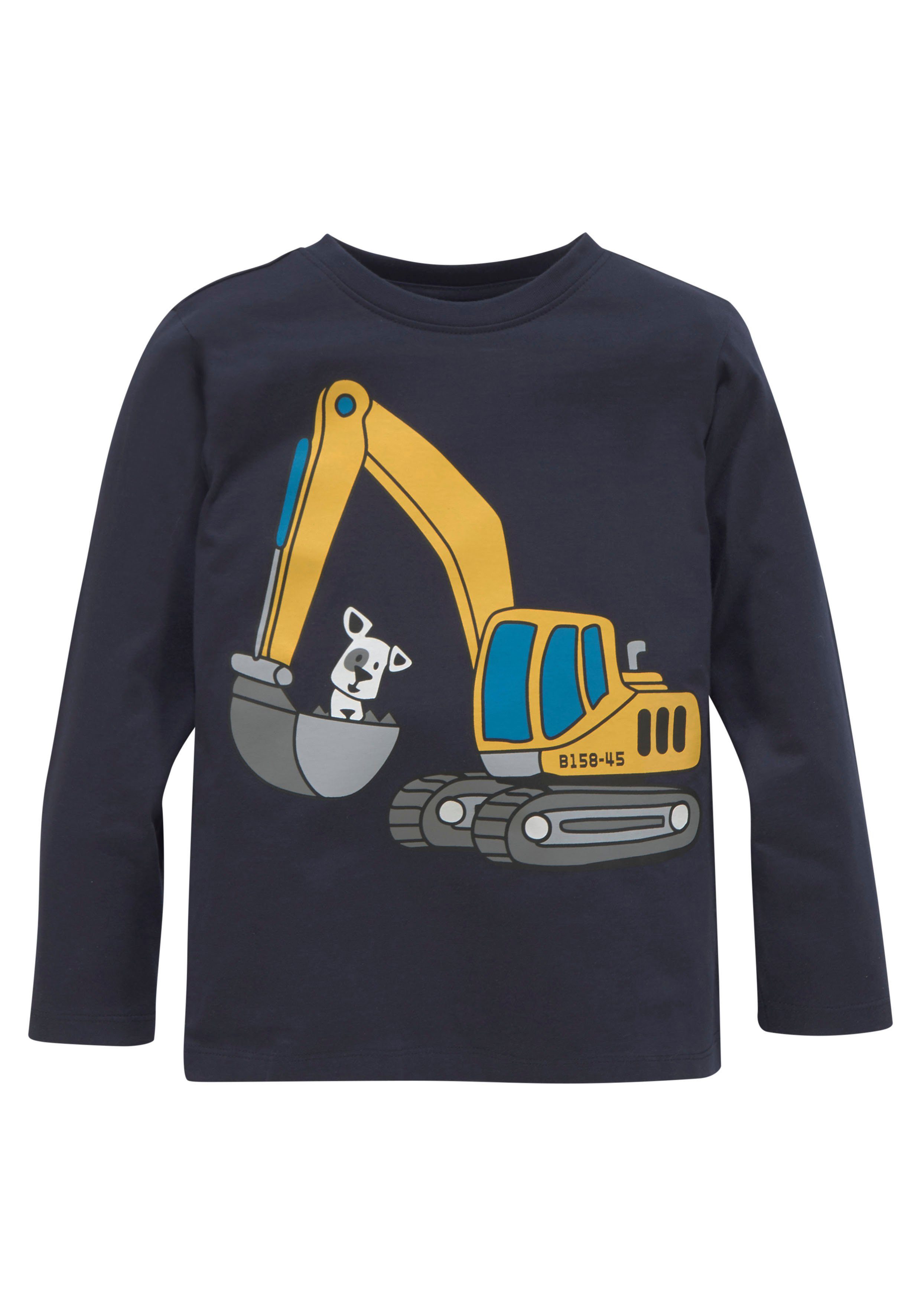 KIDSWORLD Shirt met lange mouwen Hond met graafmachine Lange mouwen, basic pasvorm, met stijlvolle print, ronde hals
