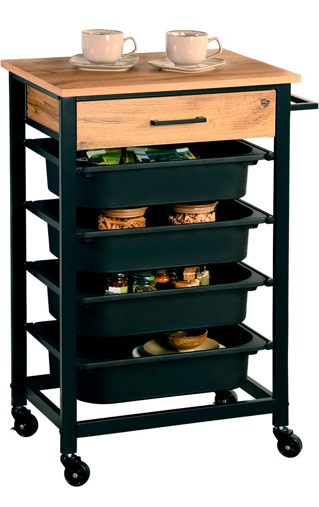 KESPER for kitchen & home Keukentrolley Rollwagen, met 4 kunststof bakken