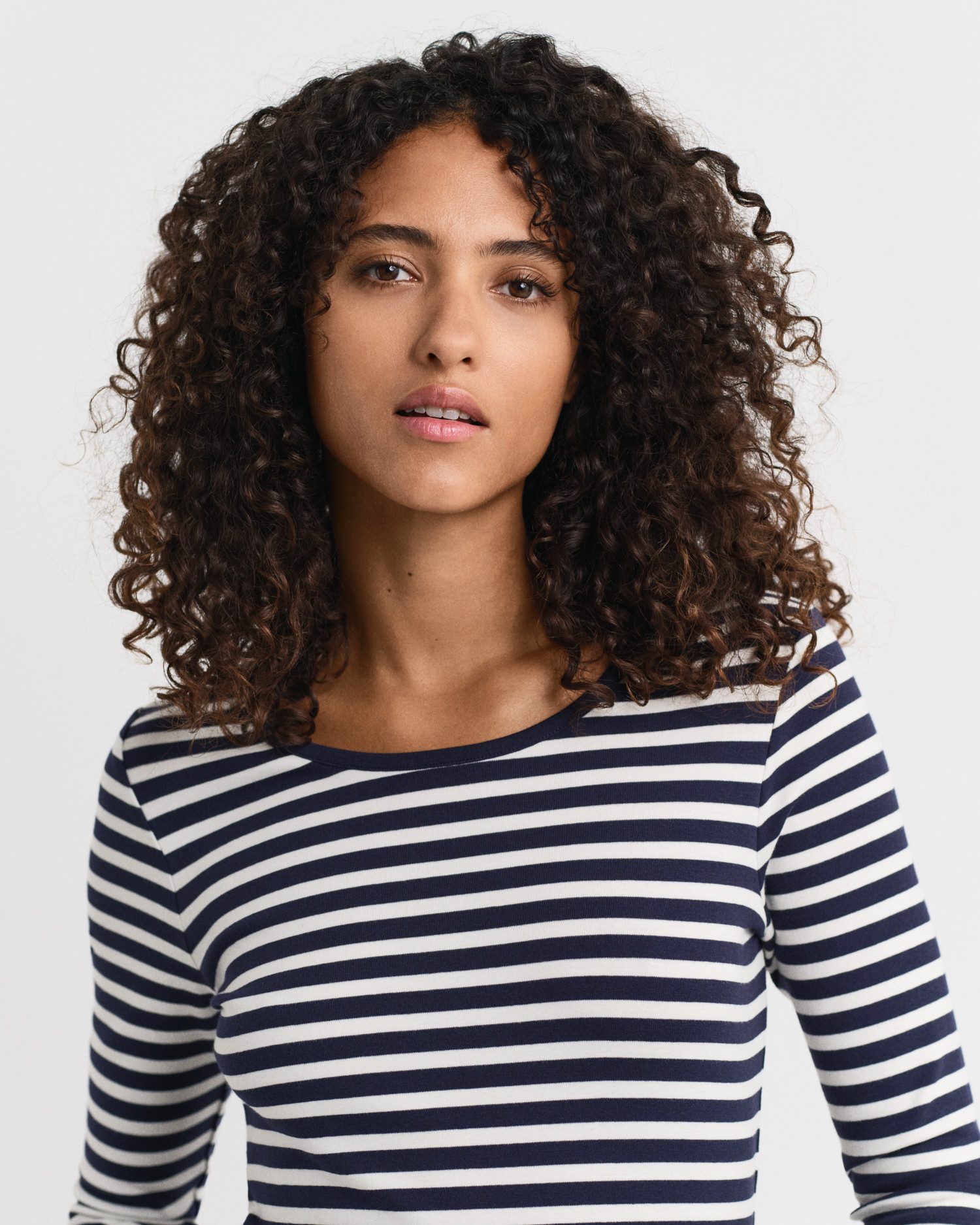 Gant Shirt met lange mouwen SLIM STRIPED 1X1 RIBBED LS T-SHIRT