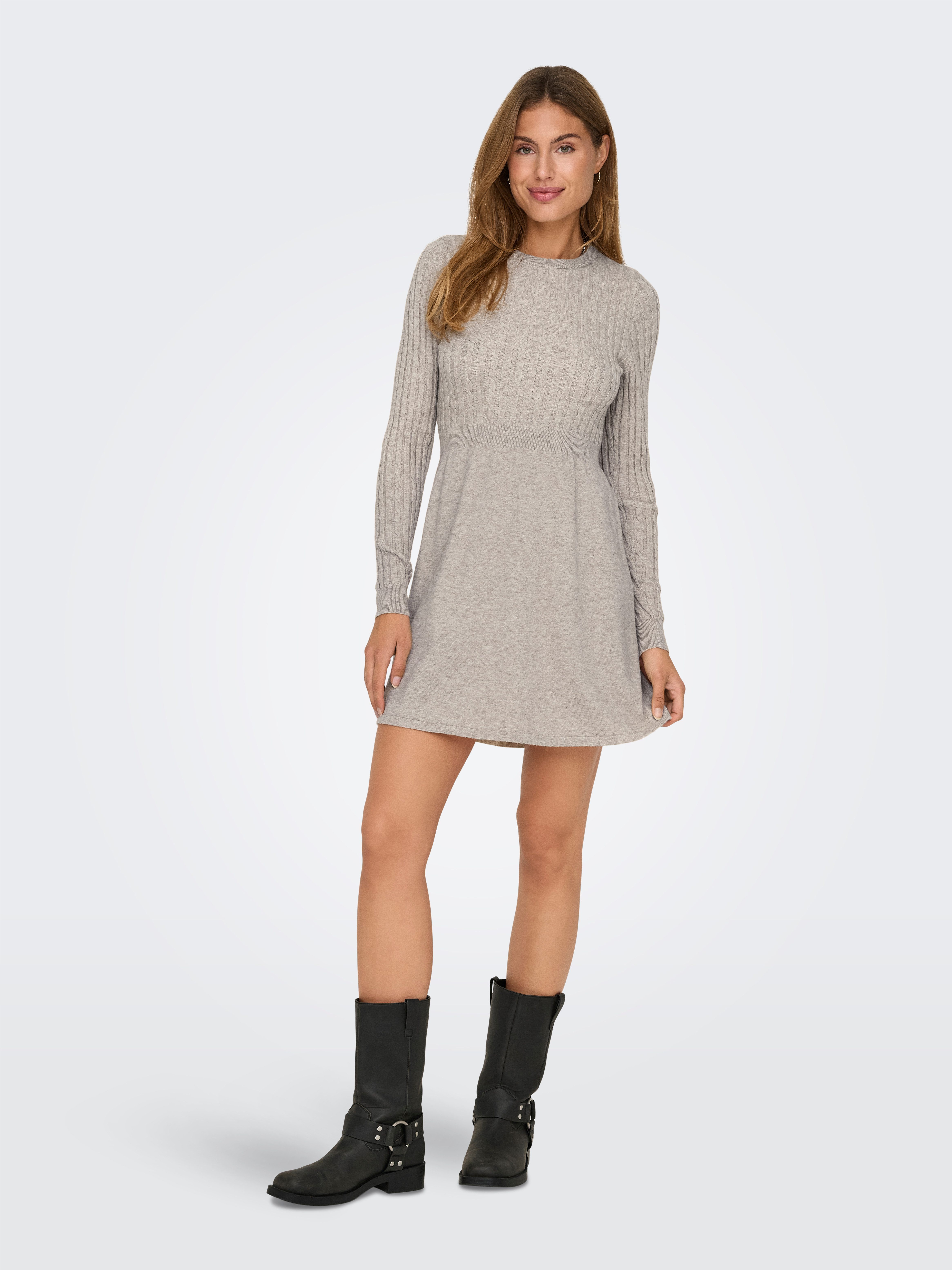 Only Gebreide jurk ONLFIA LS CABLE DRESS KNT