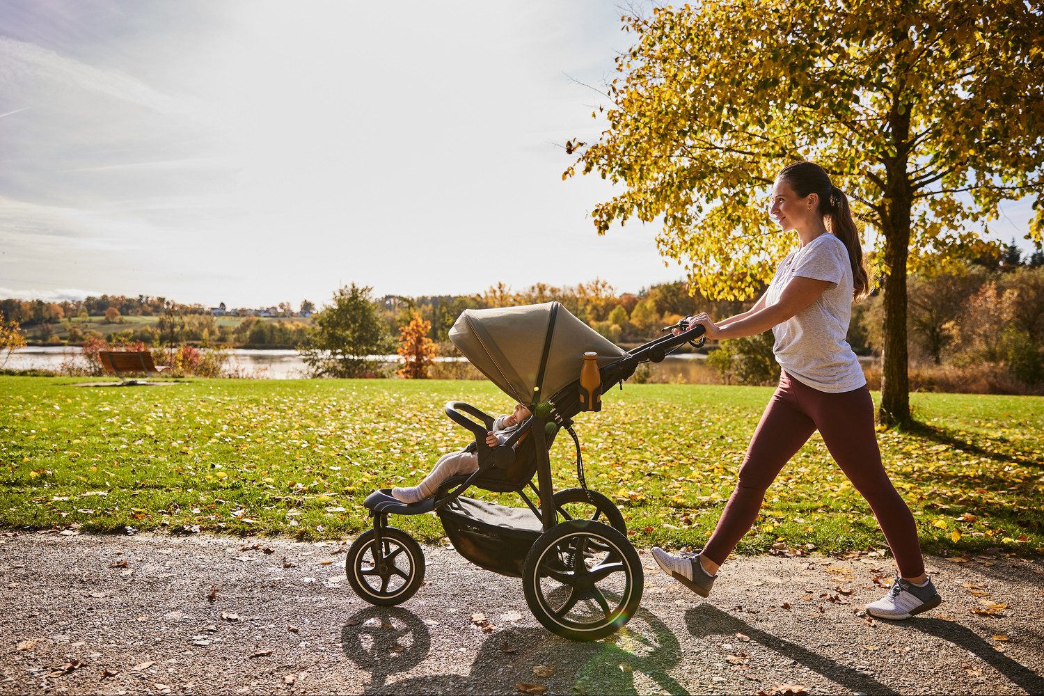 Hauck Kinderwagen met drie wielen Runner 3, Jungle Green met xxl-luchtwielen en handrem, tot 22 kg belastbaar