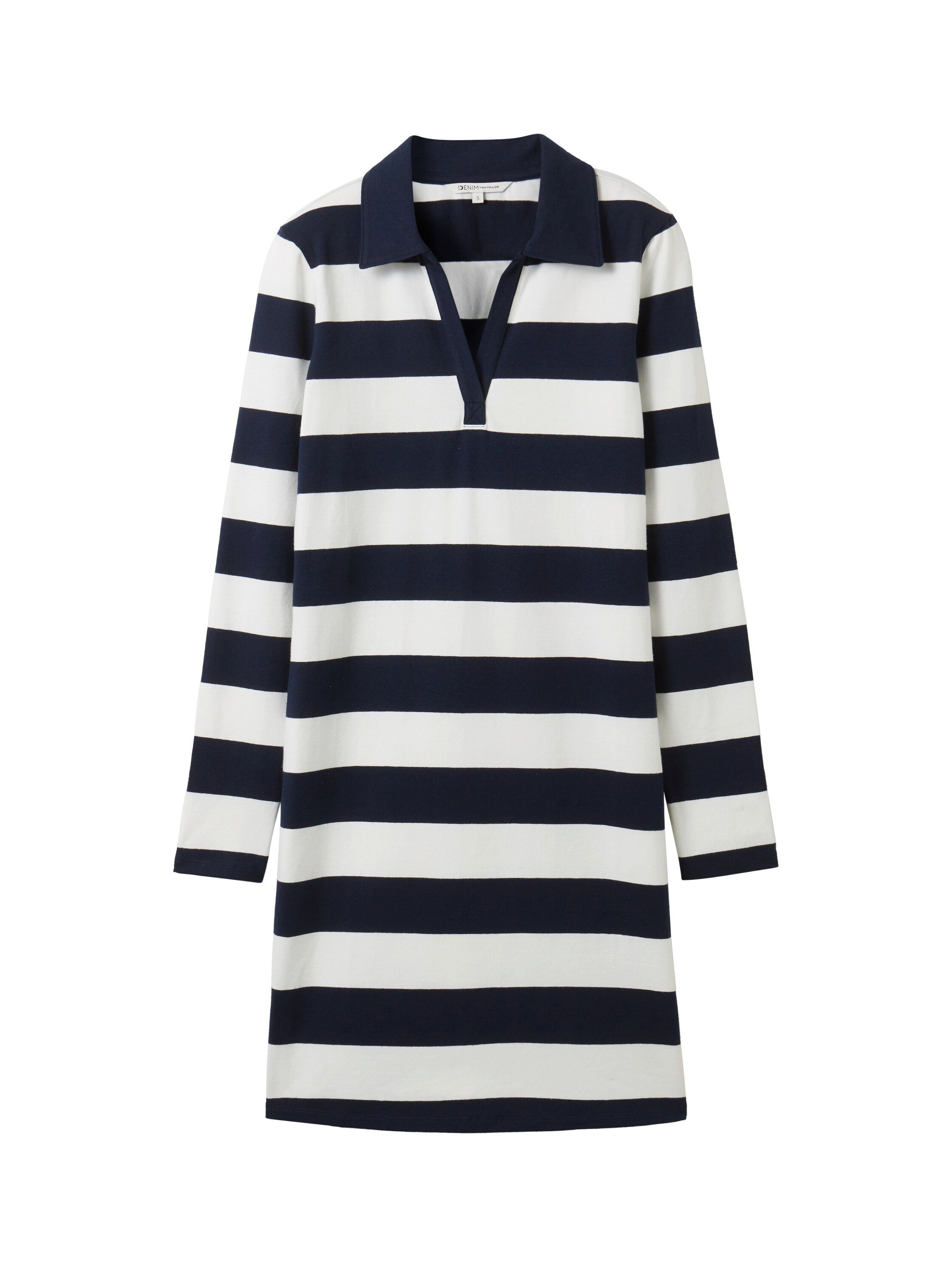 Tom Tailor Denim Jerseyjurk in streep-look en met v-halslijn