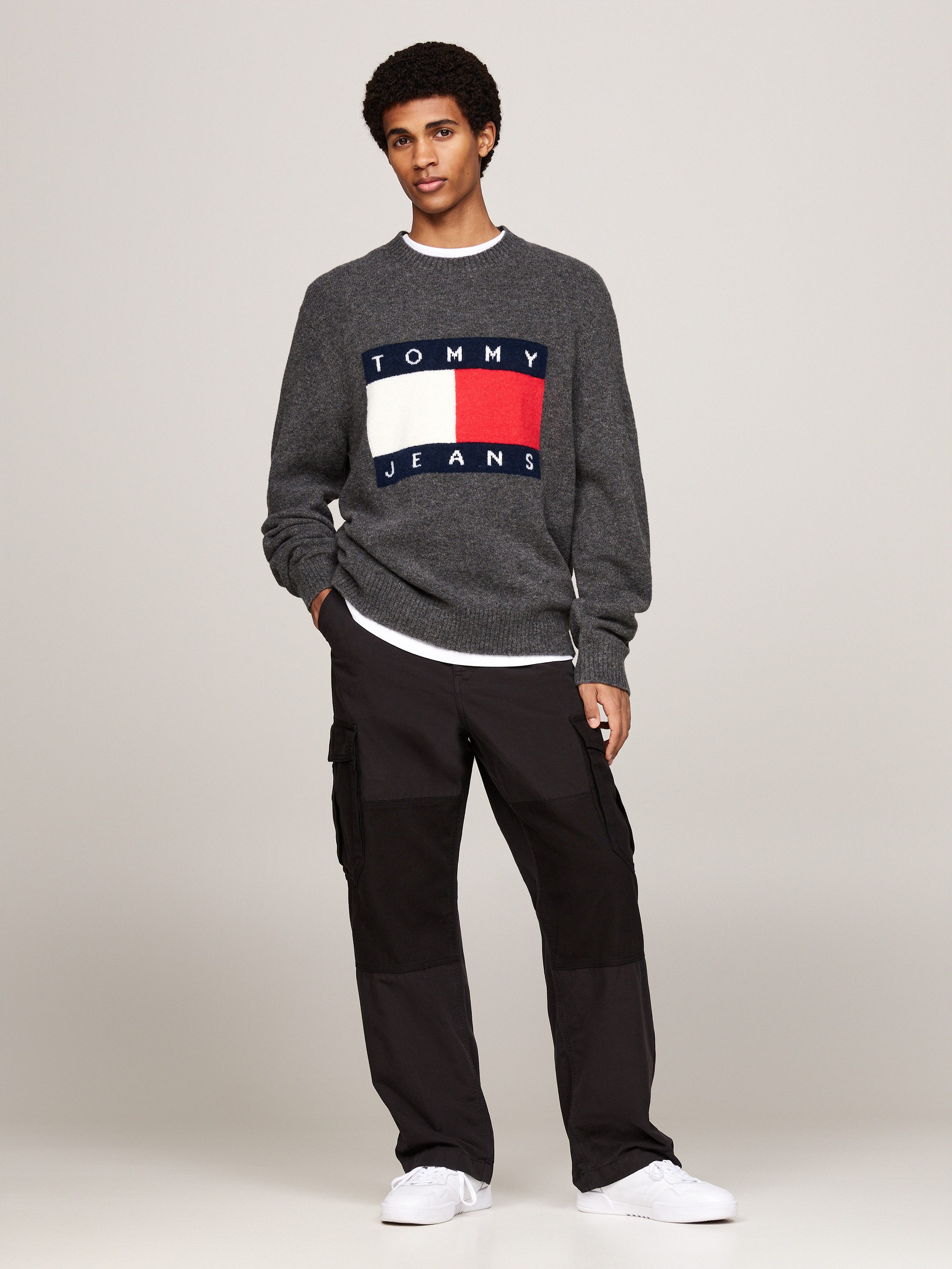 TOMMY JEANS Gebreide trui TJM REG MELANGE FLAG SWEATER