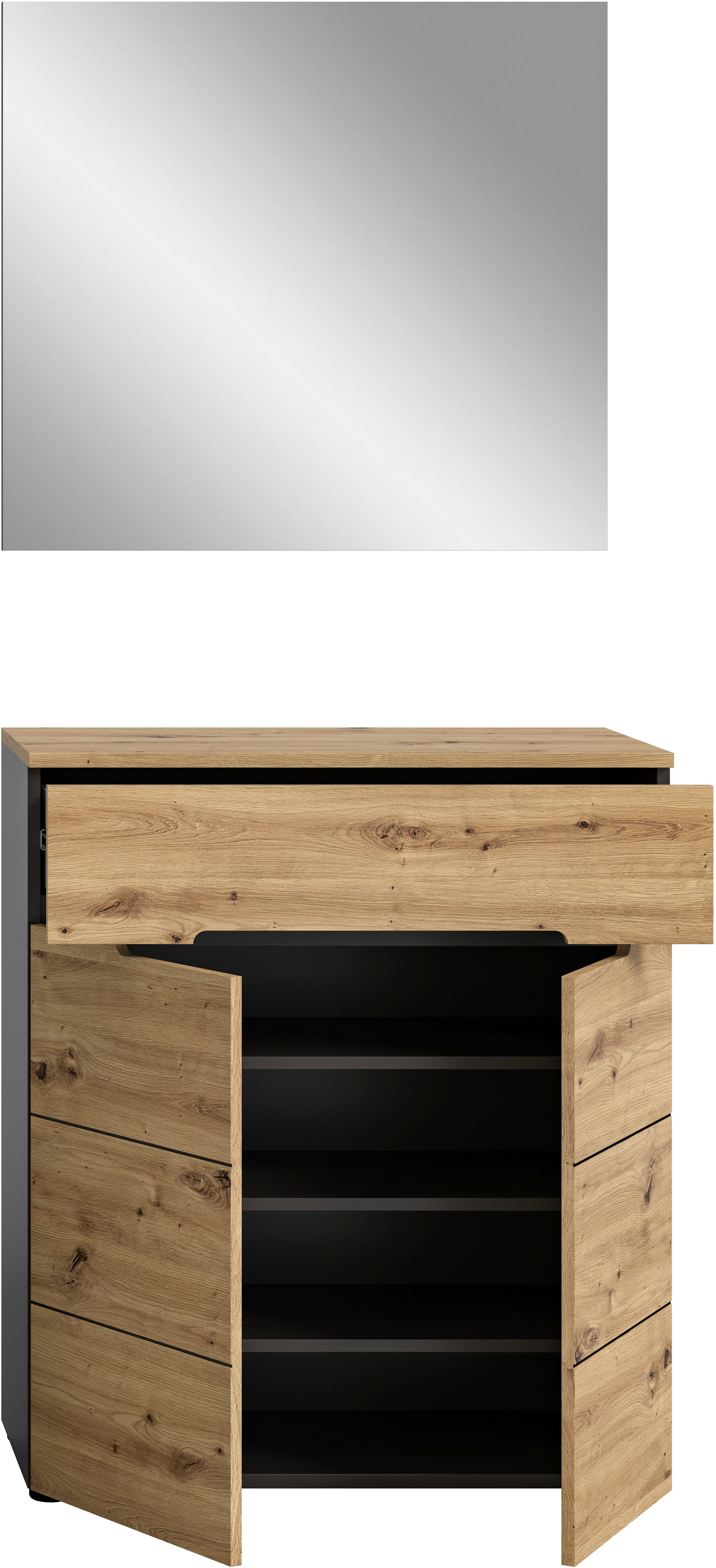 INOSIGN Halmeubelset Garderobecombinatie Rehat, breedte 80 cm,in basalt grijs/Artisan eiken (2-delig)