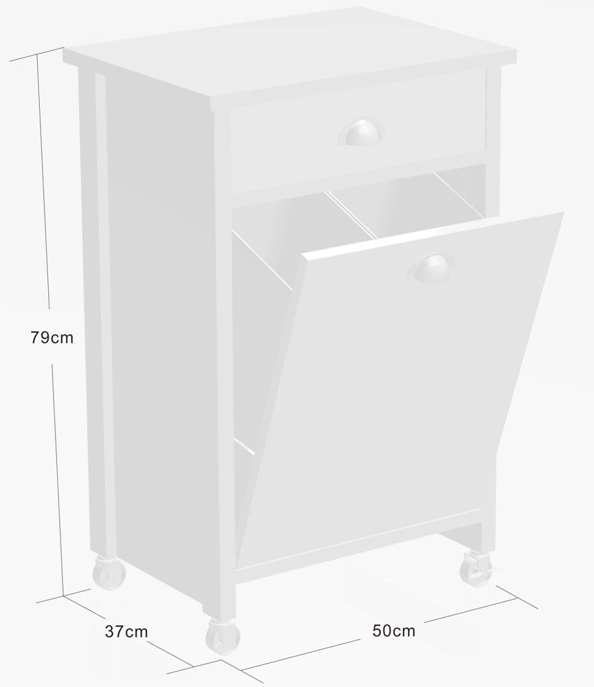 KESPER for kitchen & home Keukentrolley Rollwagen inclusief prullenbak, wit, FSC