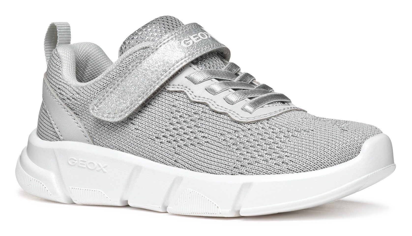 Geox Sneakers J ARIL GIRL , knitwear sneaker, klittenbandschoen met glinsterende klittenband meisjes sneakers maat 38