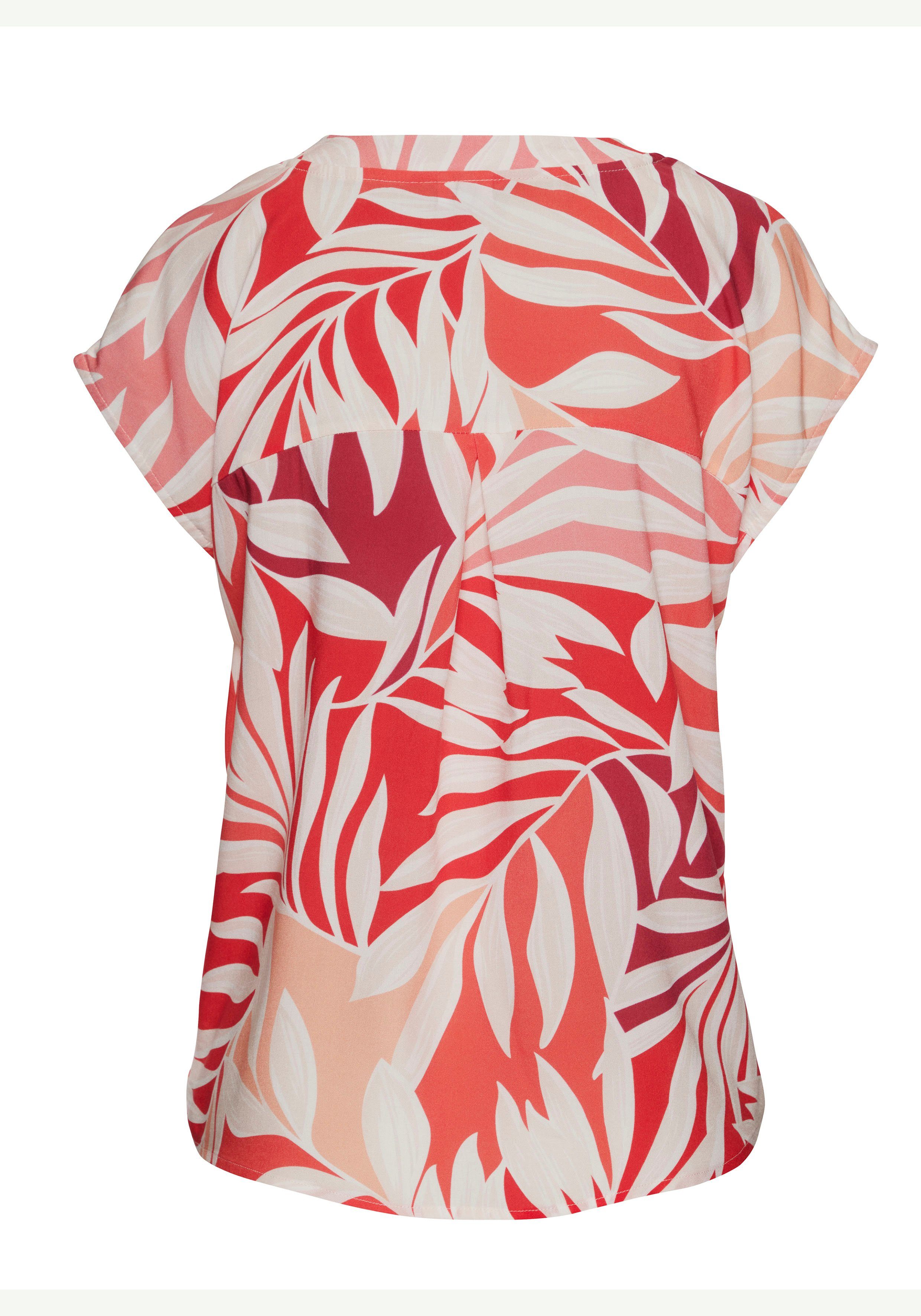 Lascana Blouse zonder sluiting met alloverprint en knopen, korte mouw blouse, zomers