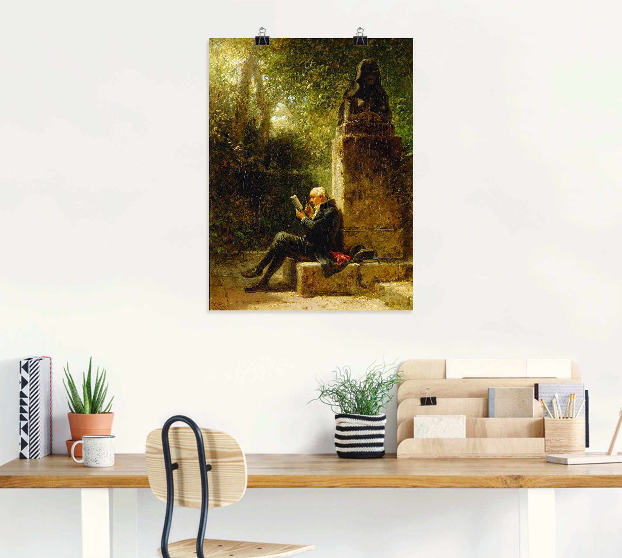 Artland Artprint De filosoof (de lezer in het park) als artprint op linnen, muursticker of poster in verschillende maten