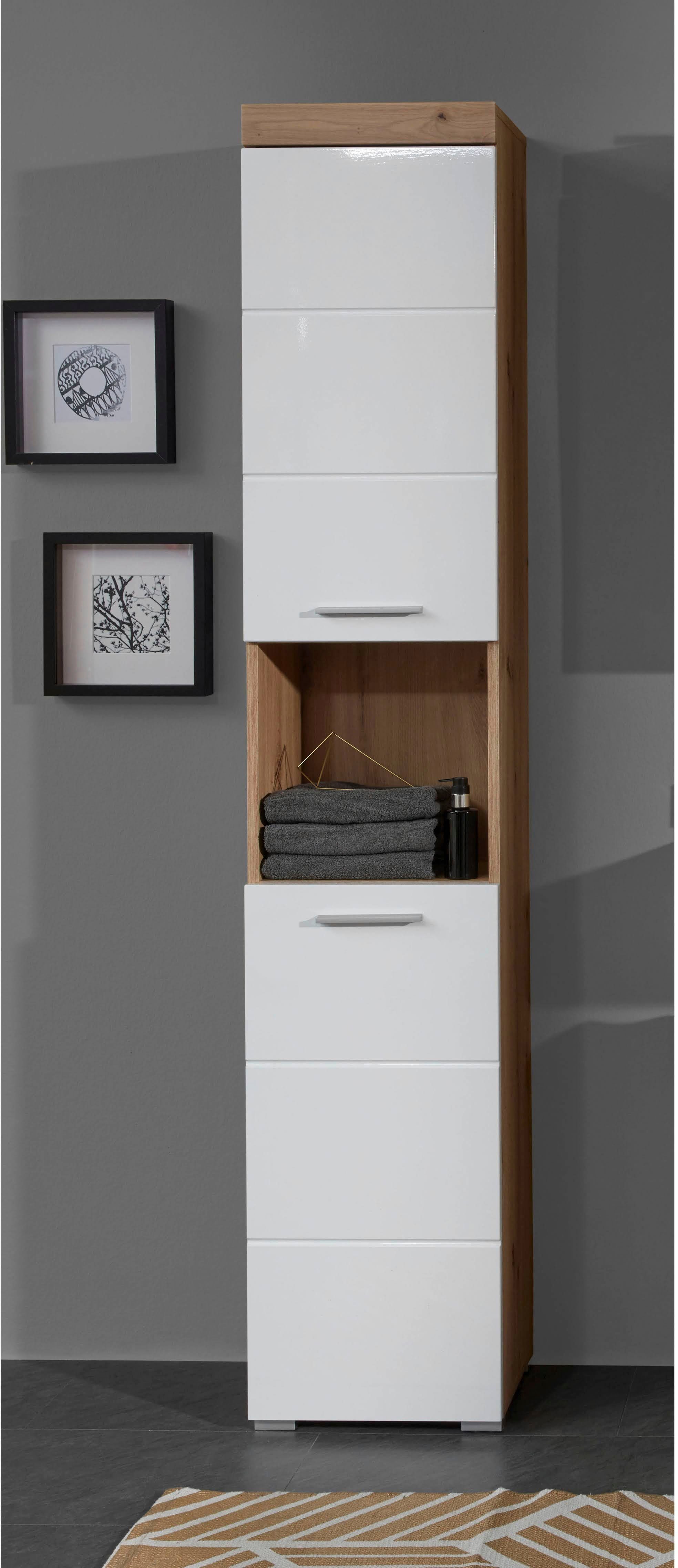INOSIGN Hoge kast Avena Badkamer hoge kast met open vak, 2 deuren en 2 planken