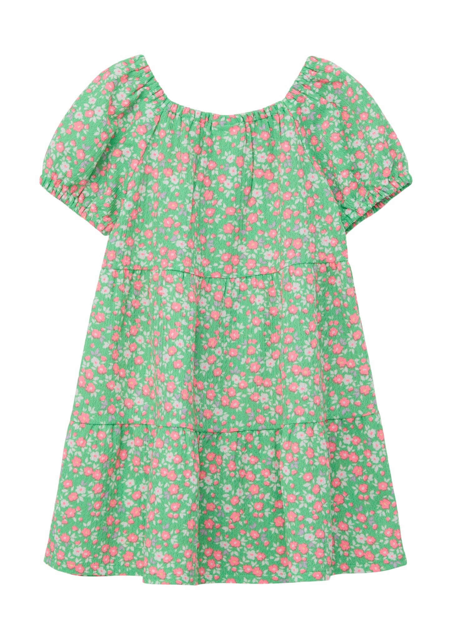 S.Oliver gebloemde jurk groen roze Meisjes Polyester Boothals Bloemen 116