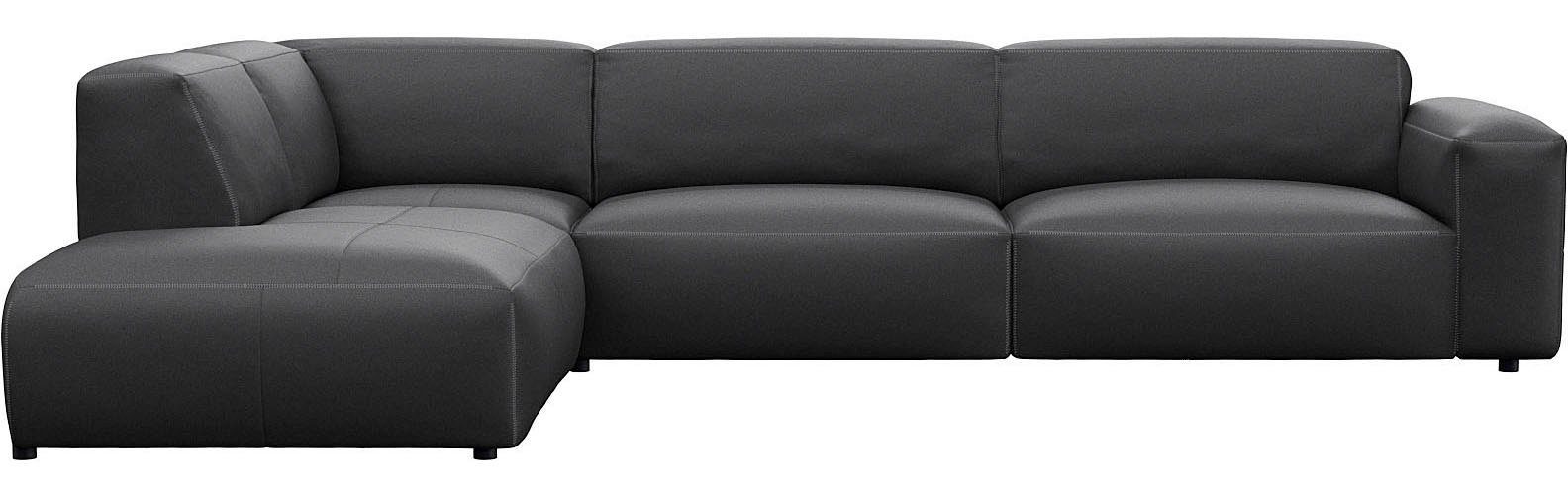 FLEXLUX Hoekbank Lucera, super comfortabel door hoogwaardige zitconstructie met koudschuim zwart, hoekbanken, Ottomane links