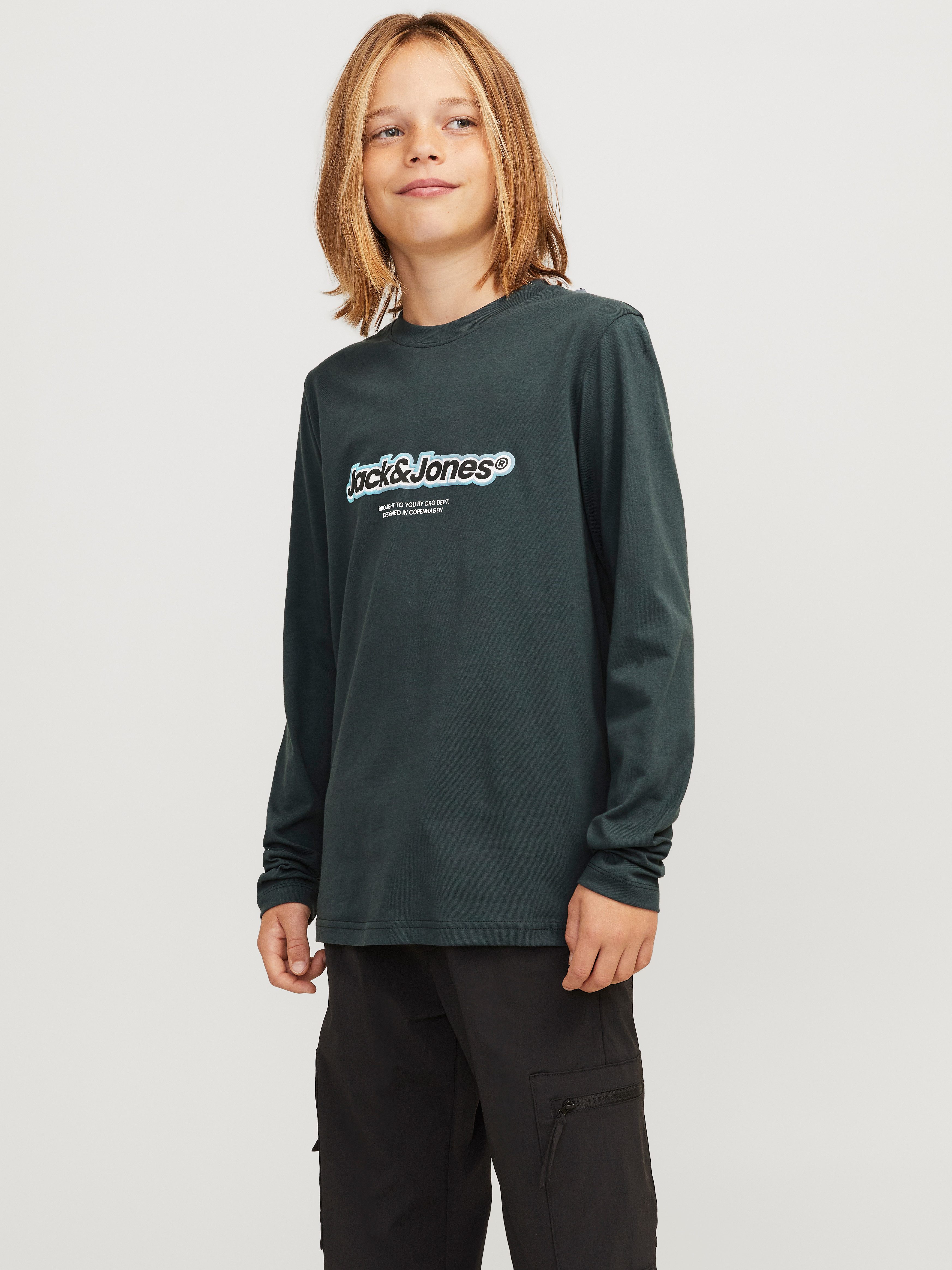 Jack & Jones Junior Shirt met lange mouwen JORVESTERBRO NEWTON BRNDG TEE LS BF JNR